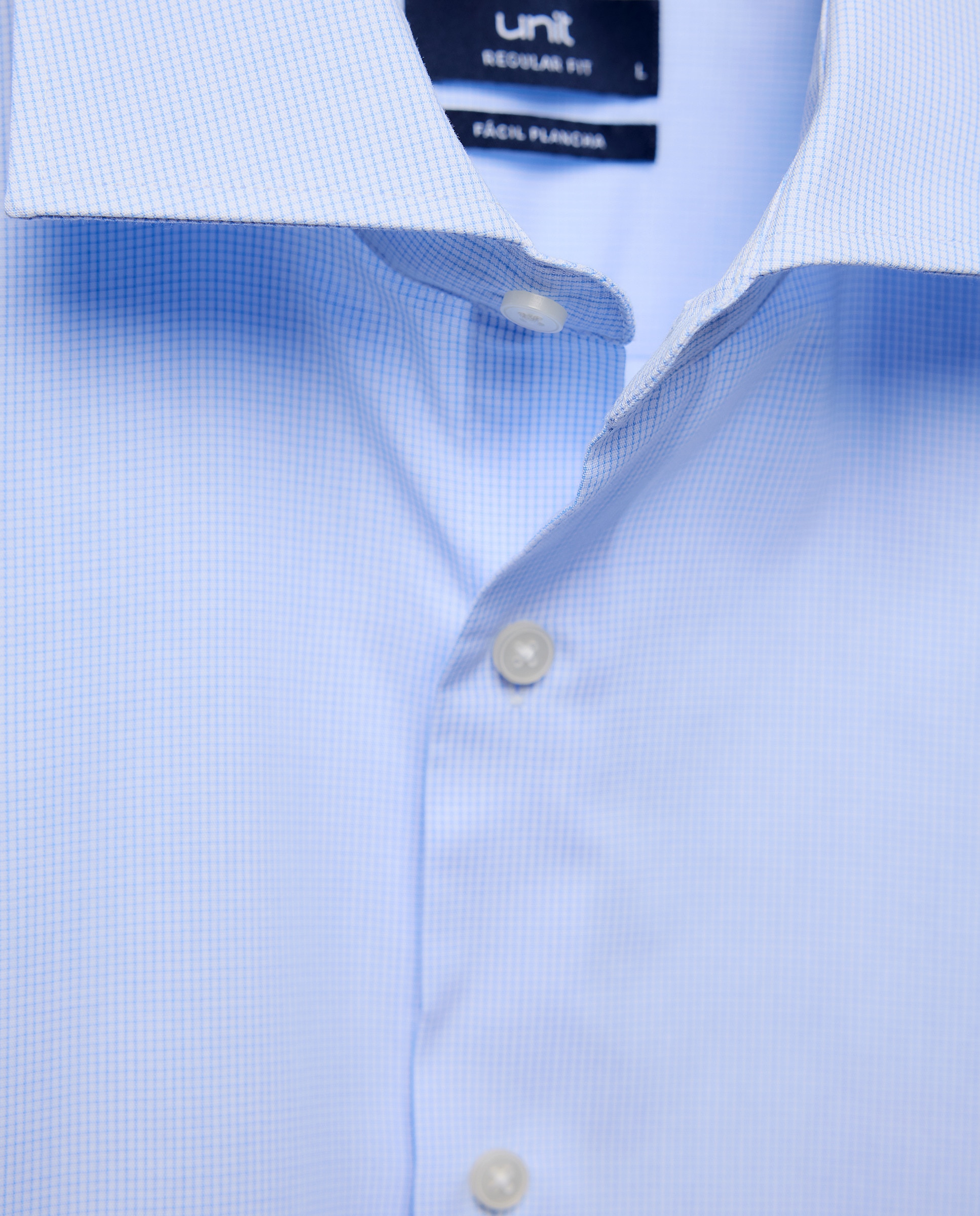 Camisa vestir hombre mini cuadro classic fit 410 Azul claro-5