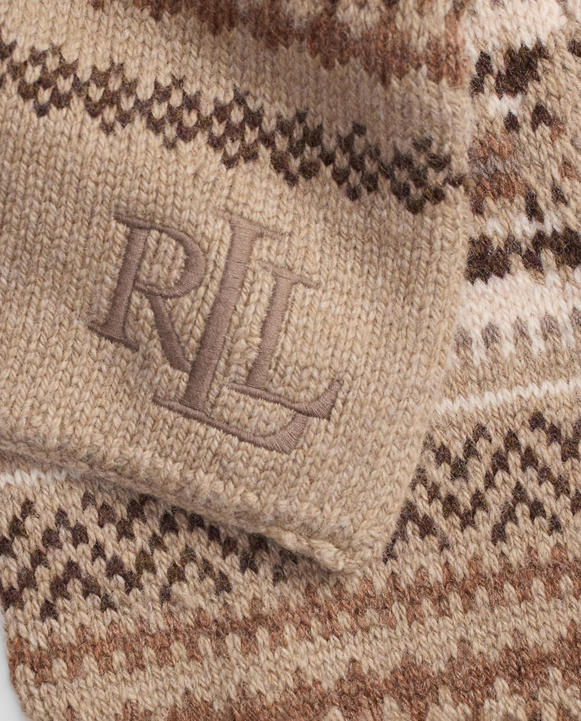 Cachecol em Mistura de Lã com Estampado Bege-3