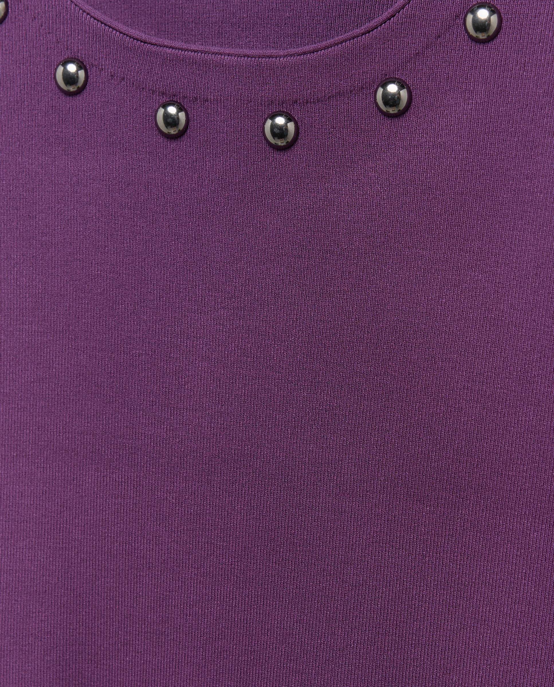 Camisola de Malha com Decote em Bico e Botões de Pressão Roxo-5