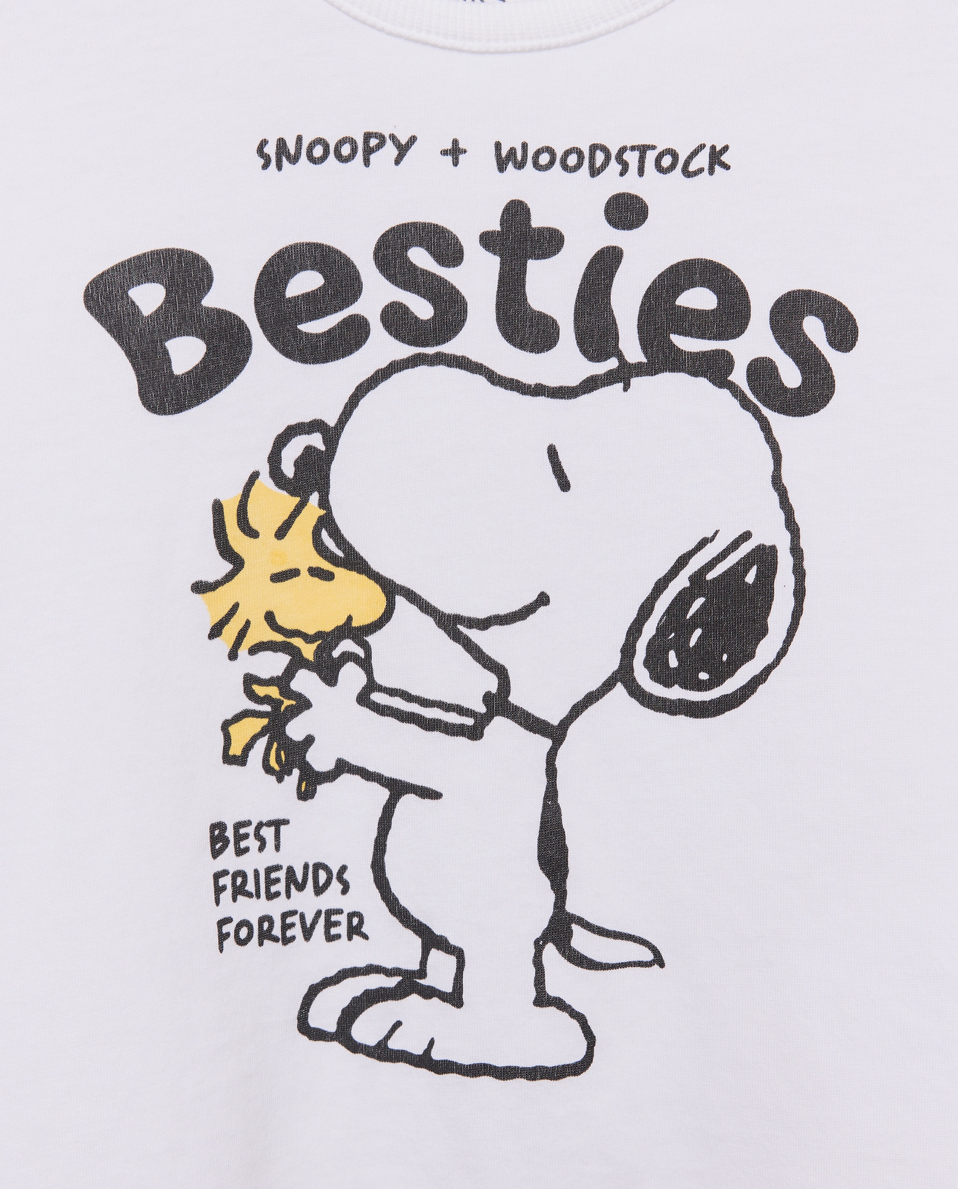 Camisola de Manga Comprida com Estampado Posicional Snoopy e Woodstock "Besties" Branco-marfim-5