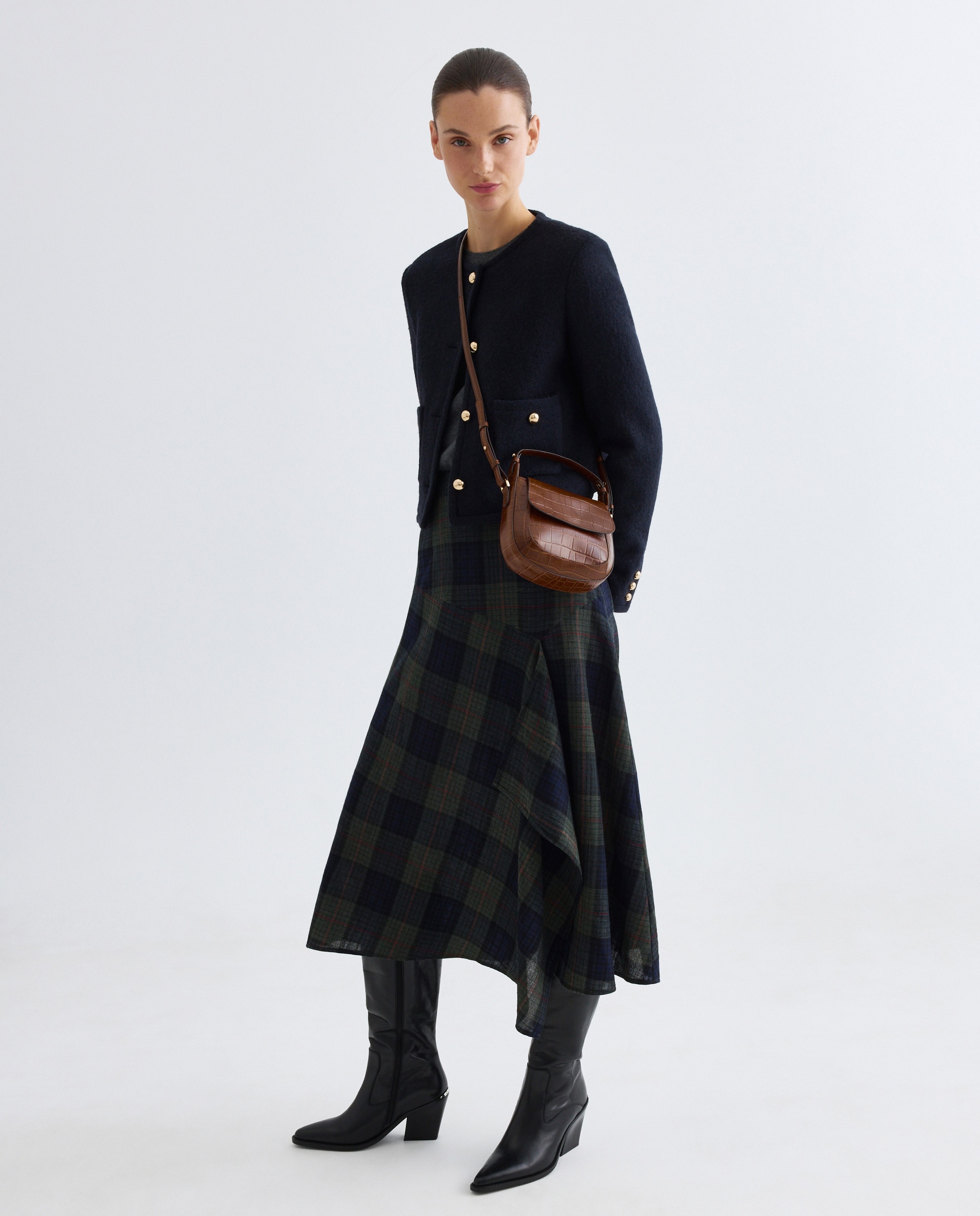 Mala a Tiracolo com Efeito Crocodilo 730 Camel-4