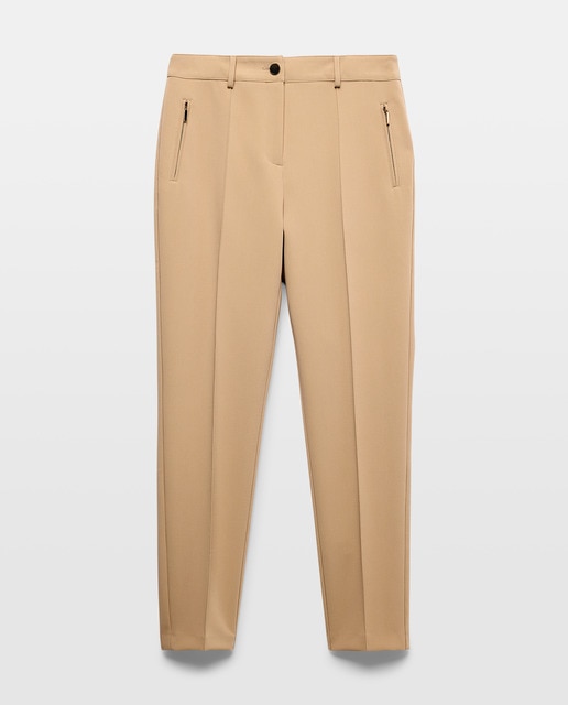 Imagen 0 de Pantalón de mujer liso semipitillo con cremallera