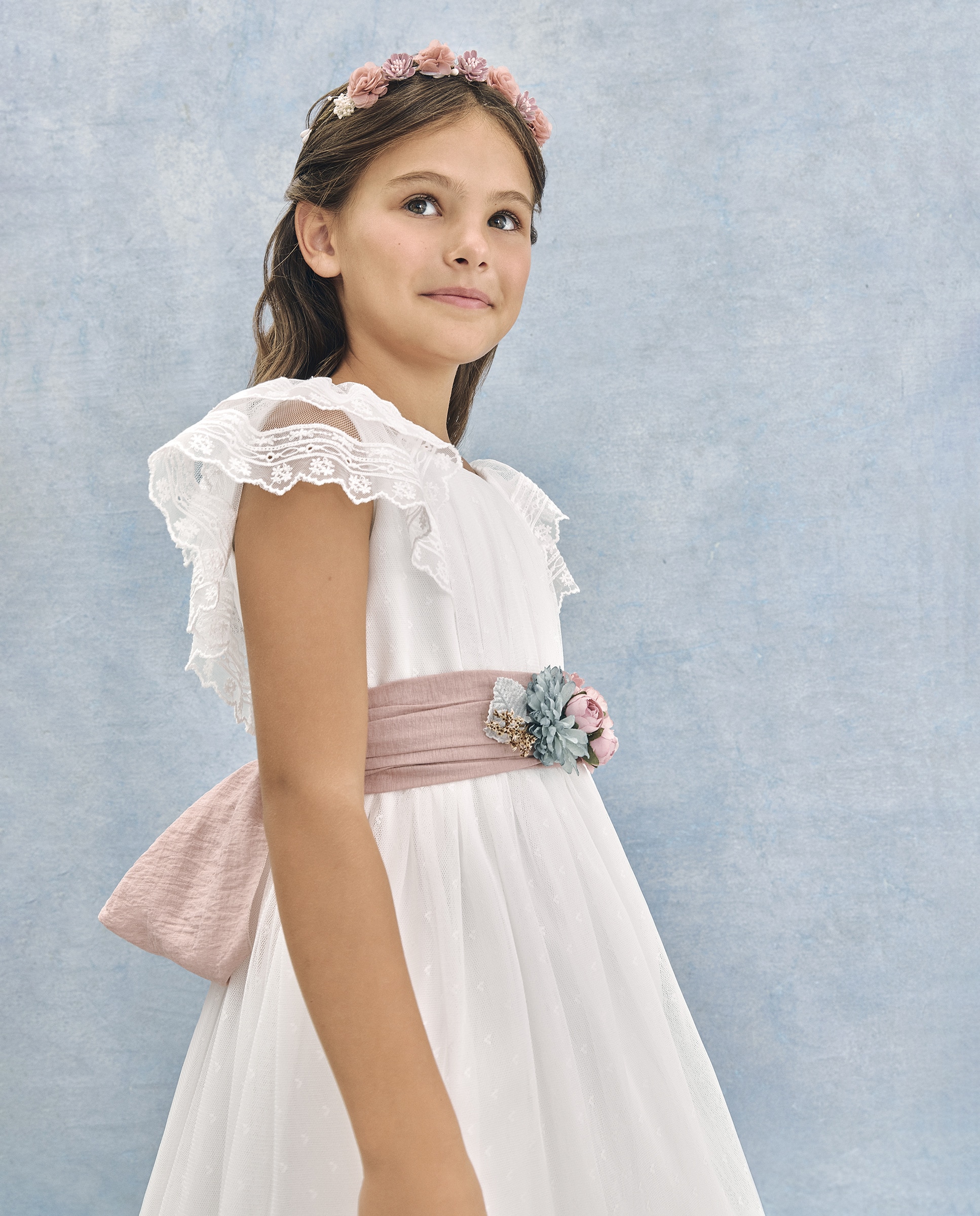 Imagem 0 de Vestido de Comunhão com Folho de Tule e Bolinhas Casiopea