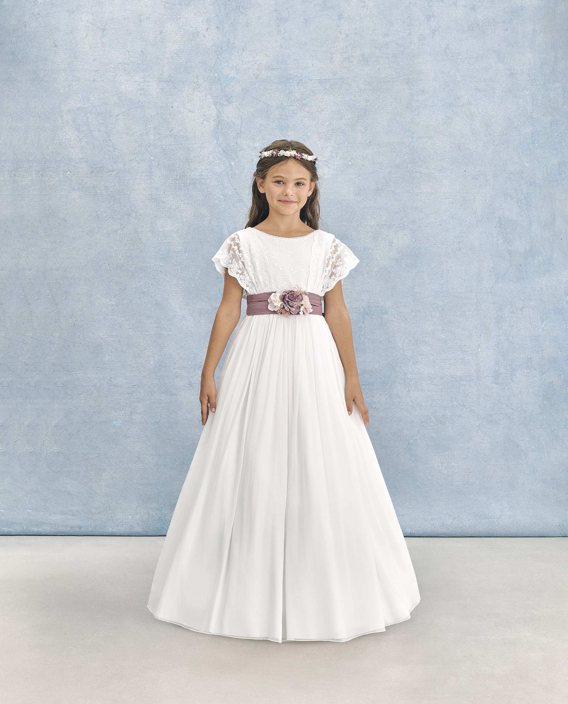 Vestido de Comunhão Ondulado Borealis Branco-marfim-4