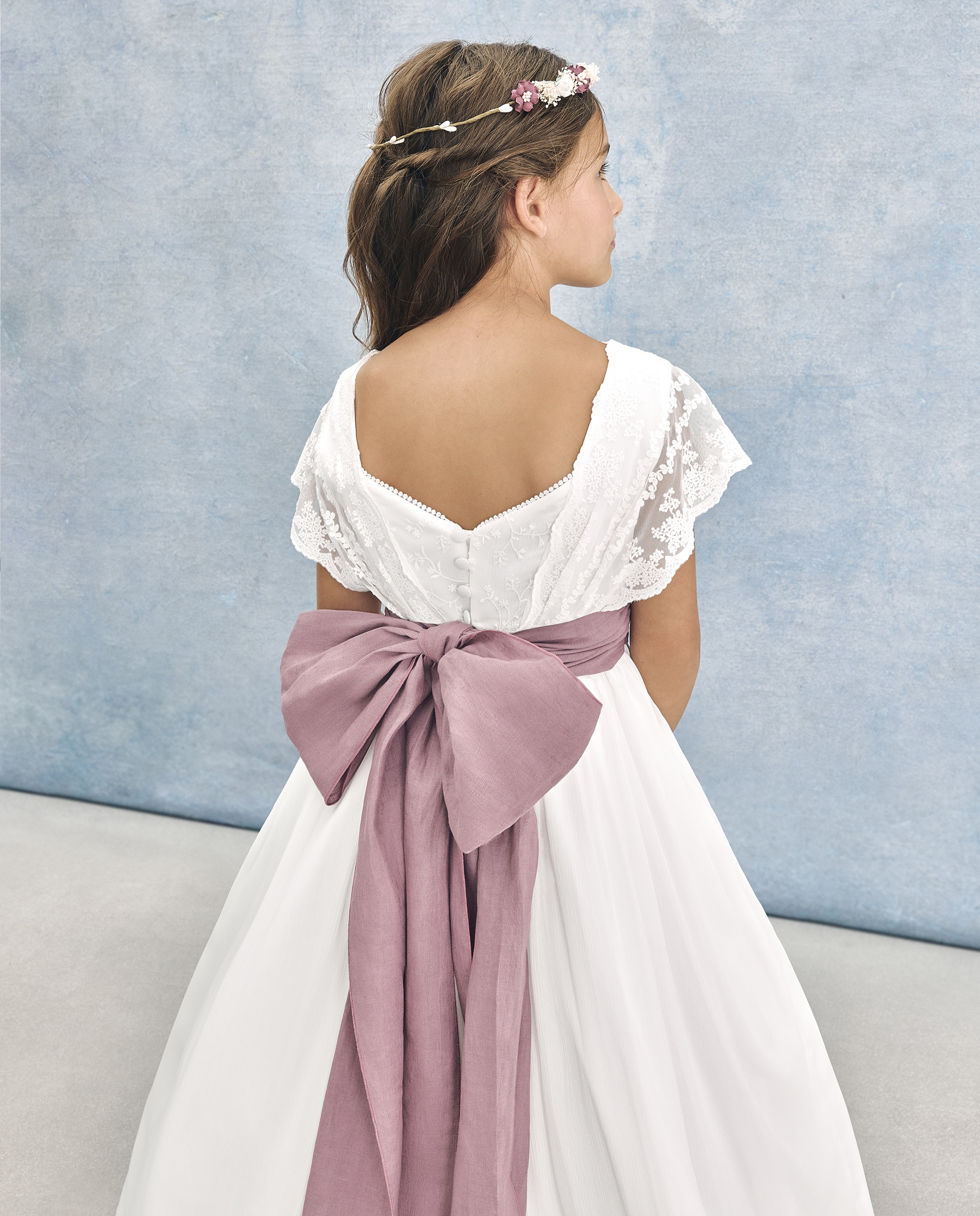 Vestido de Comunhão Ondulado Borealis Branco-marfim-3