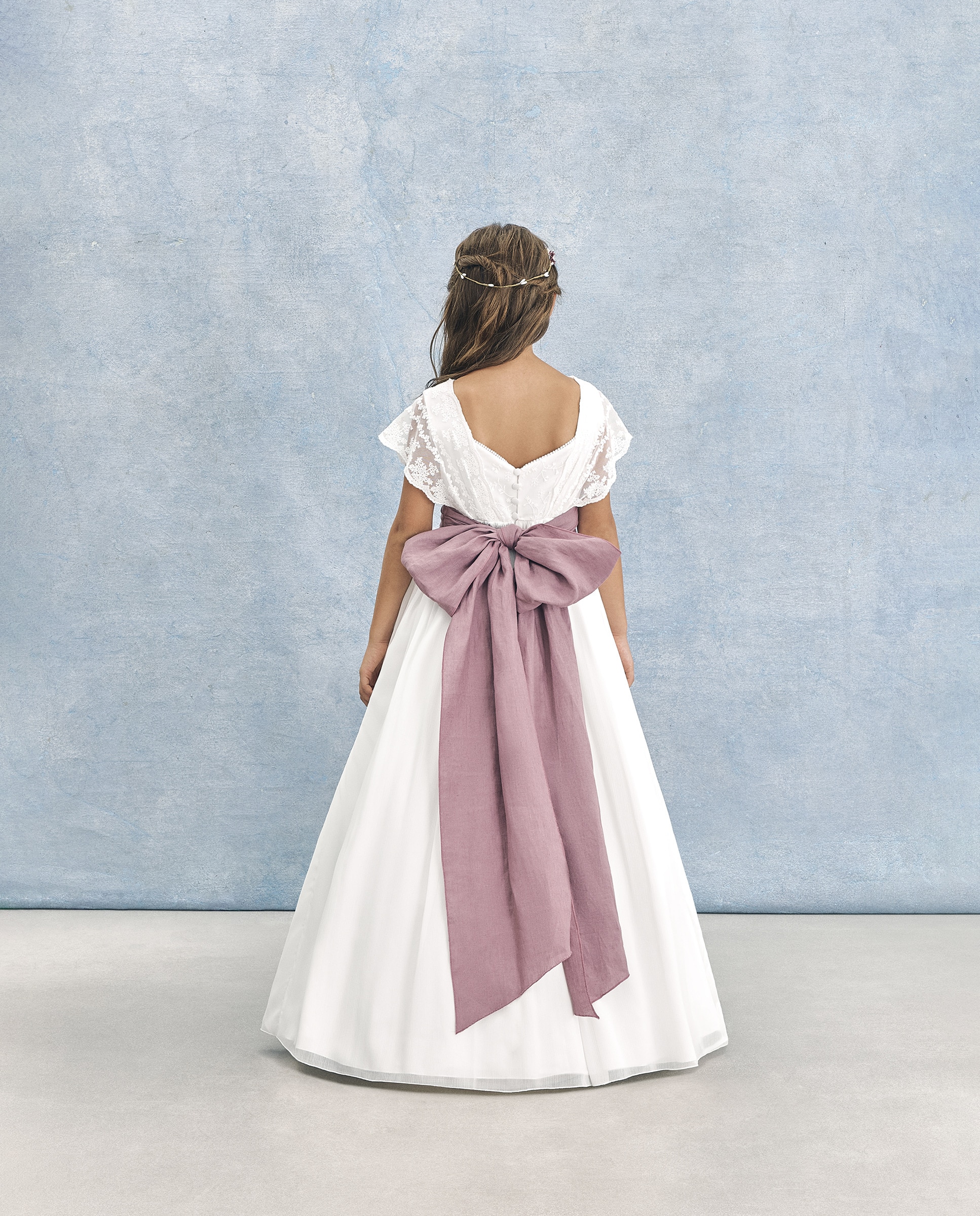 Vestido de Comunhão Ondulado Borealis Branco-marfim-5