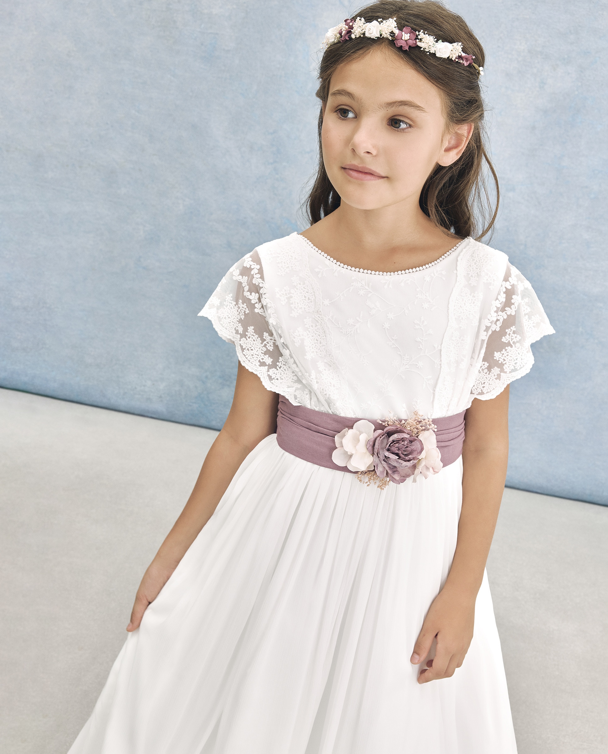 Vestido de Comunhão Ondulado Borealis Branco-marfim-2