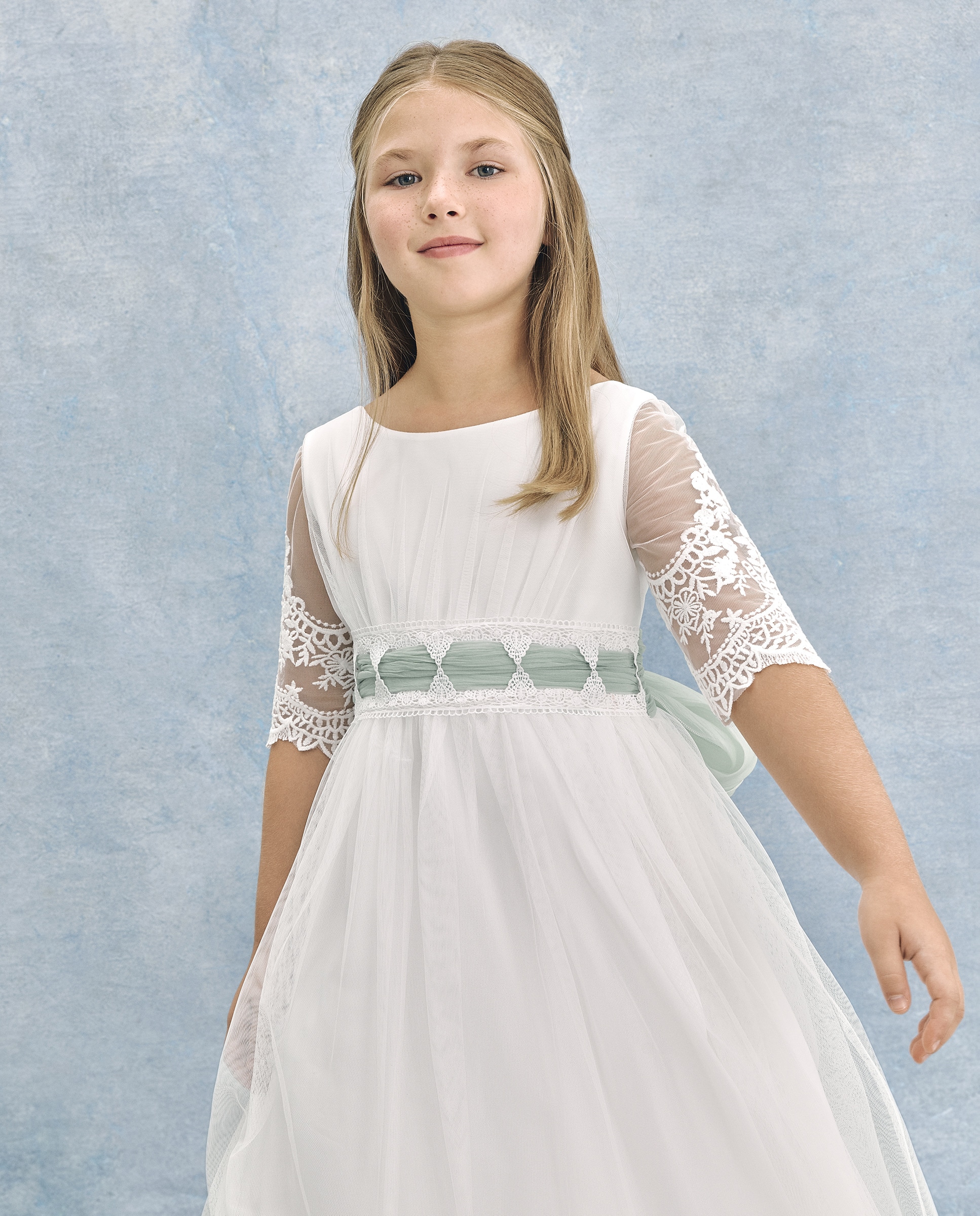 Vestido de Comunhão com Bordado Polaris Branco-marfim-3