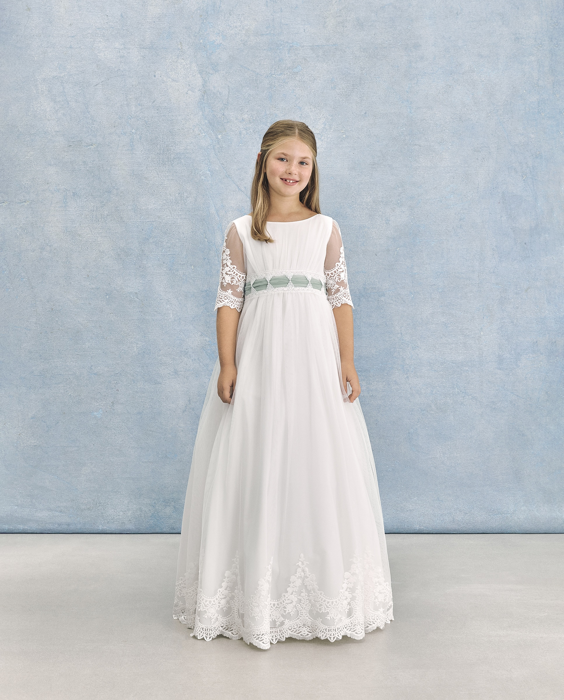 Vestido de Comunhão com Bordado Polaris Branco-marfim-4