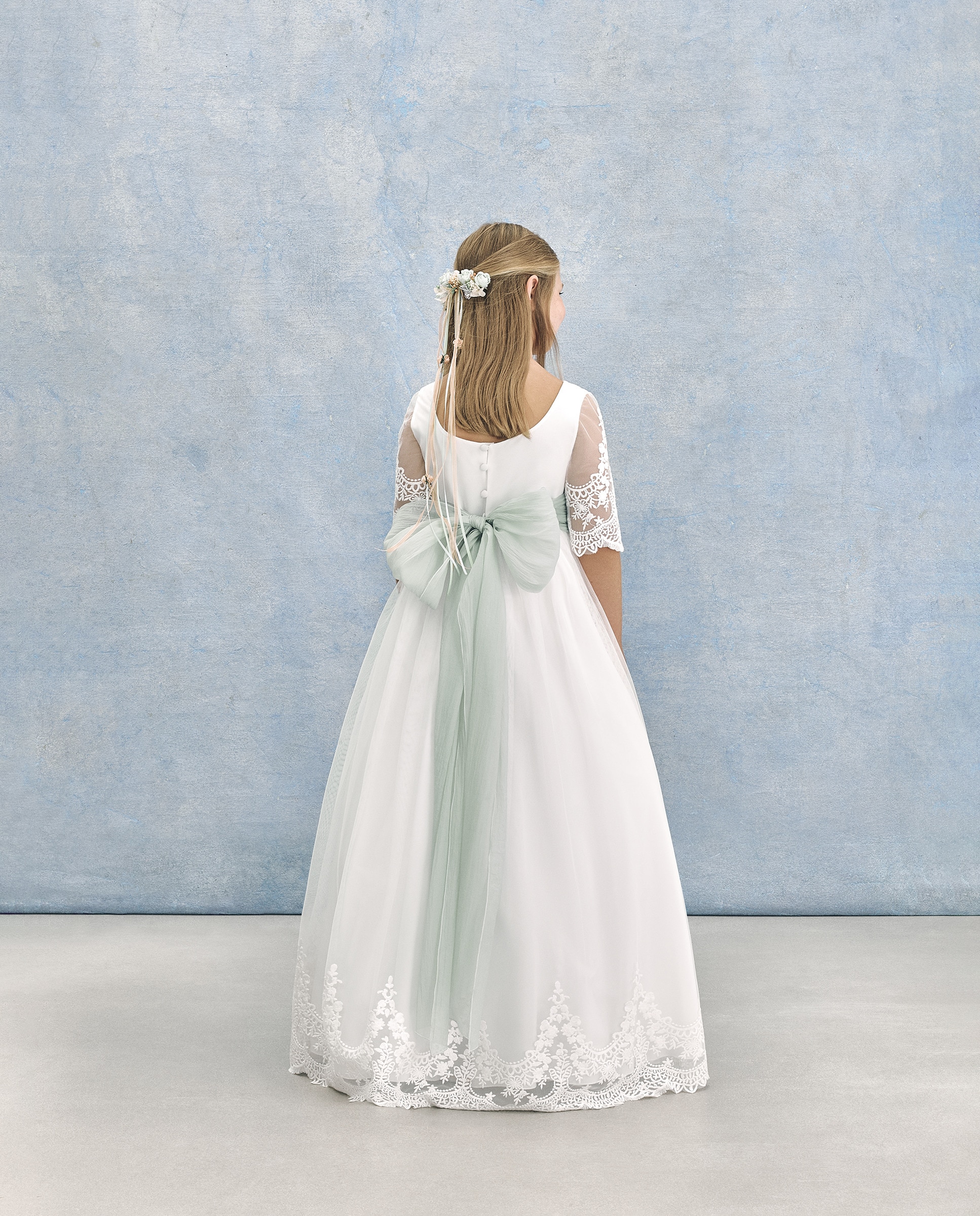 Vestido de Comunhão com Bordado Polaris Branco-marfim-5