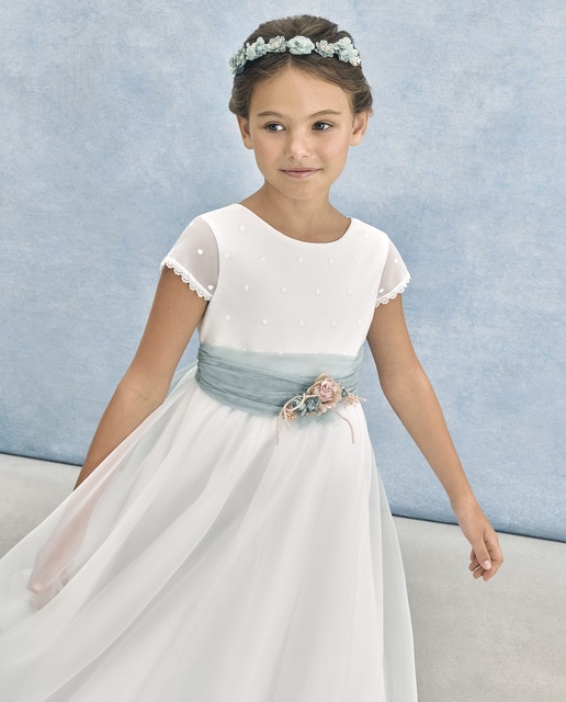 Imagen 0 de Vestido de comunión manga corta y falda capa IZAR