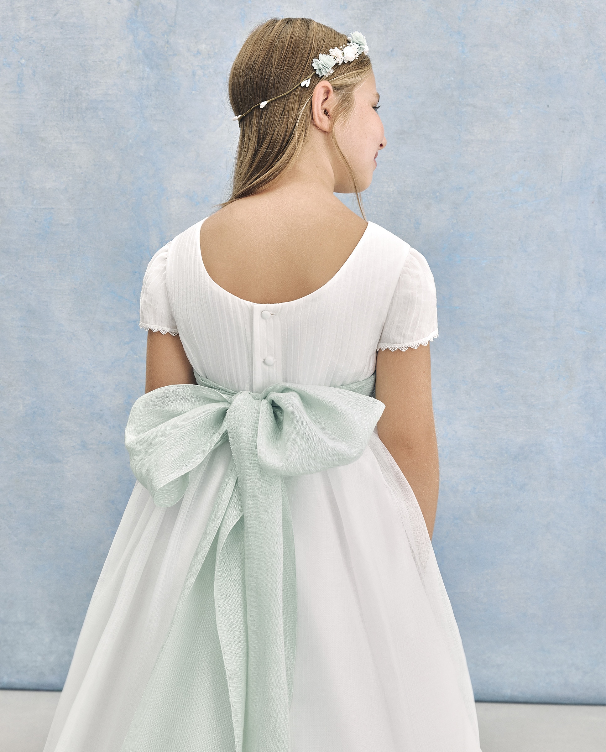 Vestido de Comunhão com Manga Curta Betria Branco-marfim-3