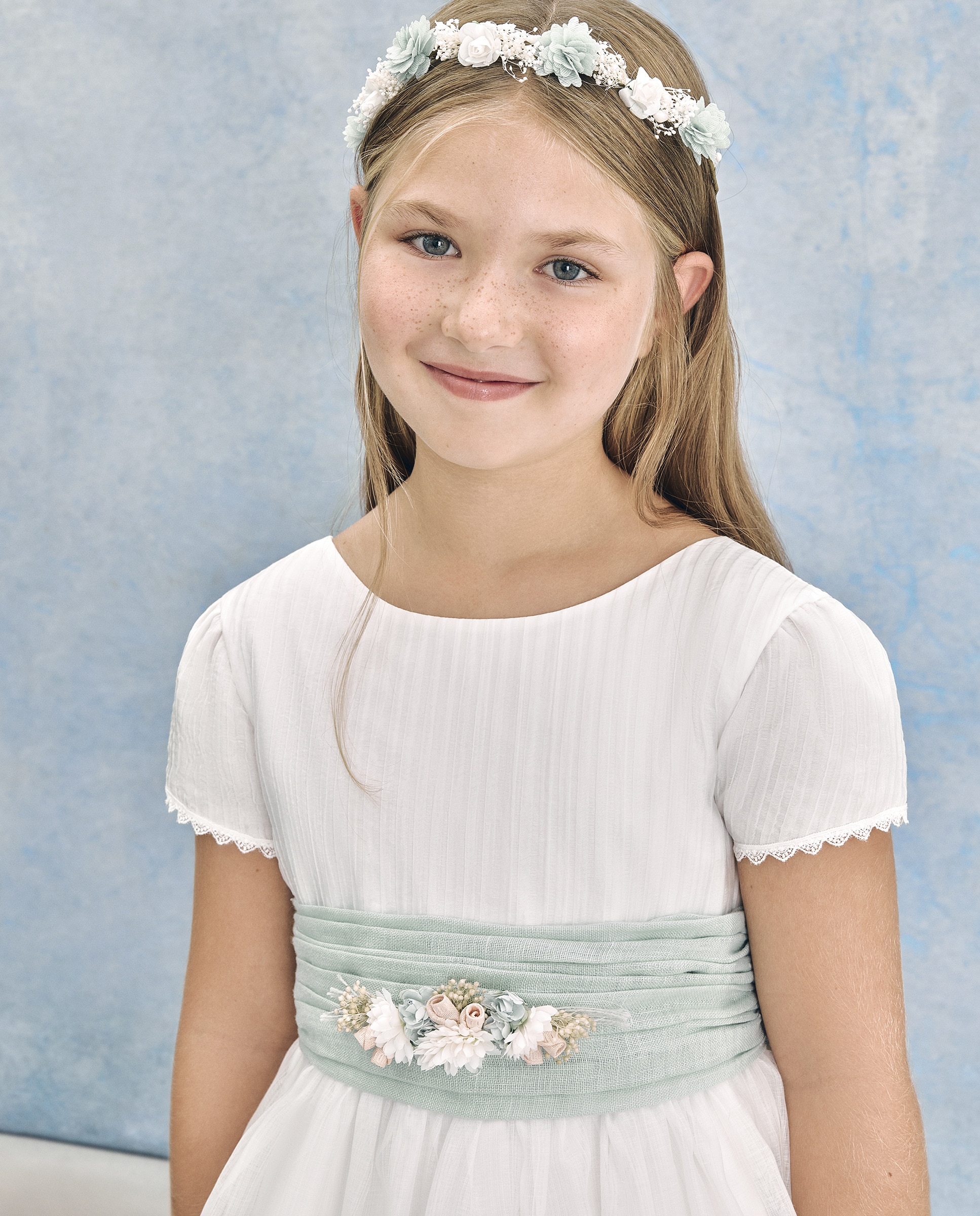 Vestido de Comunhão com Manga Curta Betria Branco-marfim-1