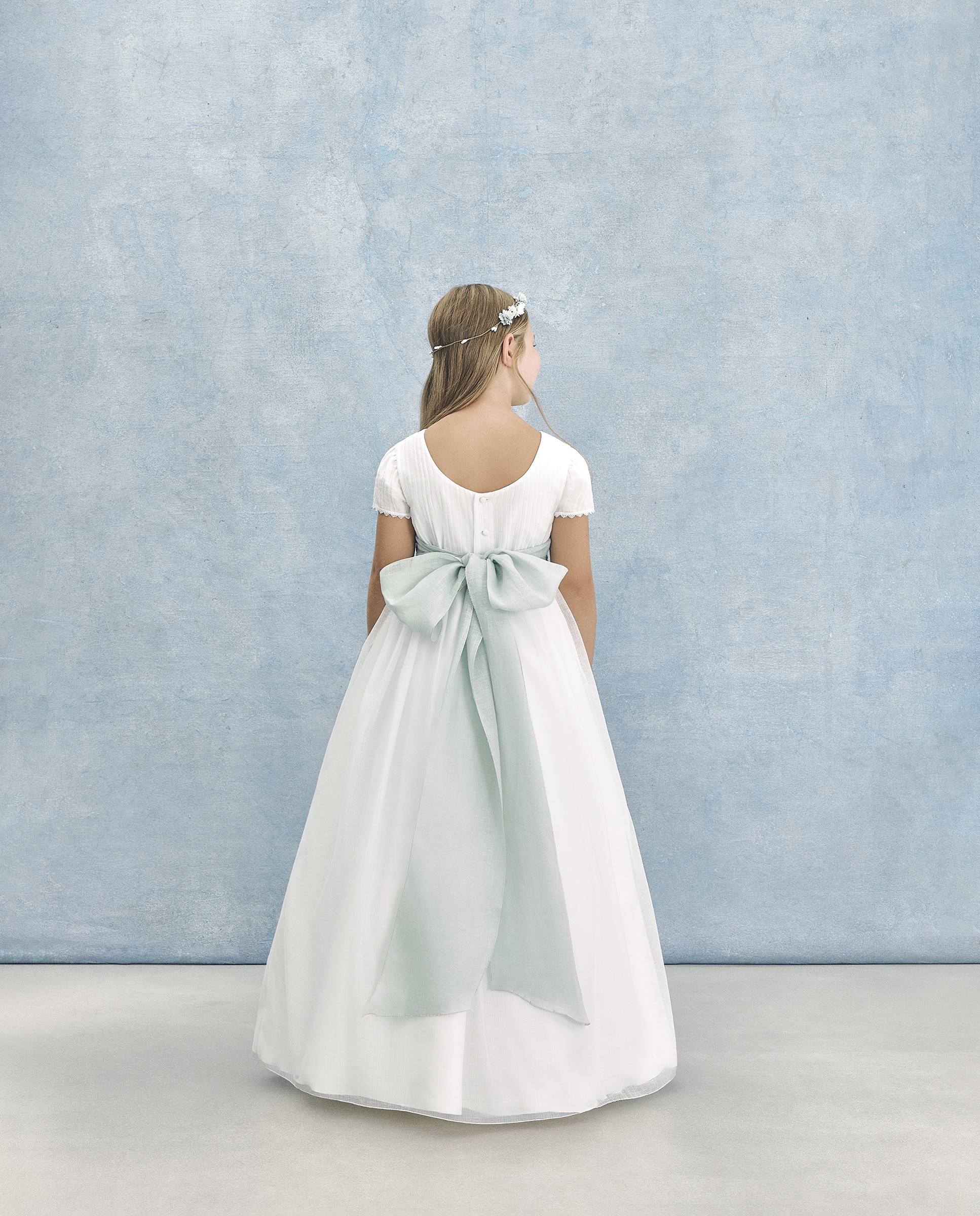 Vestido de Comunhão com Manga Curta Betria Branco-marfim-5