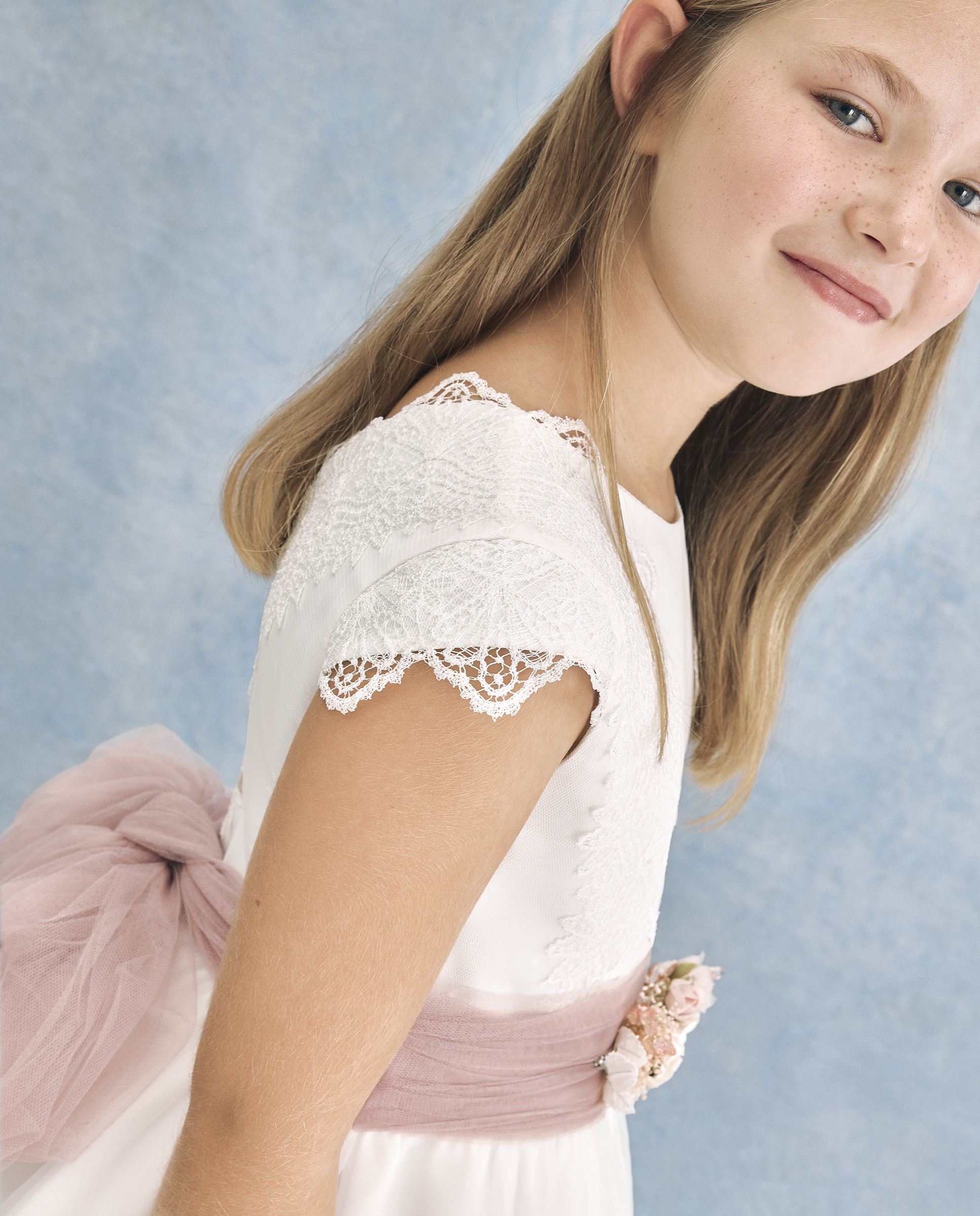 Vestido de Comunhão de Saia com Capa Mintaka Branco-marfim-1
