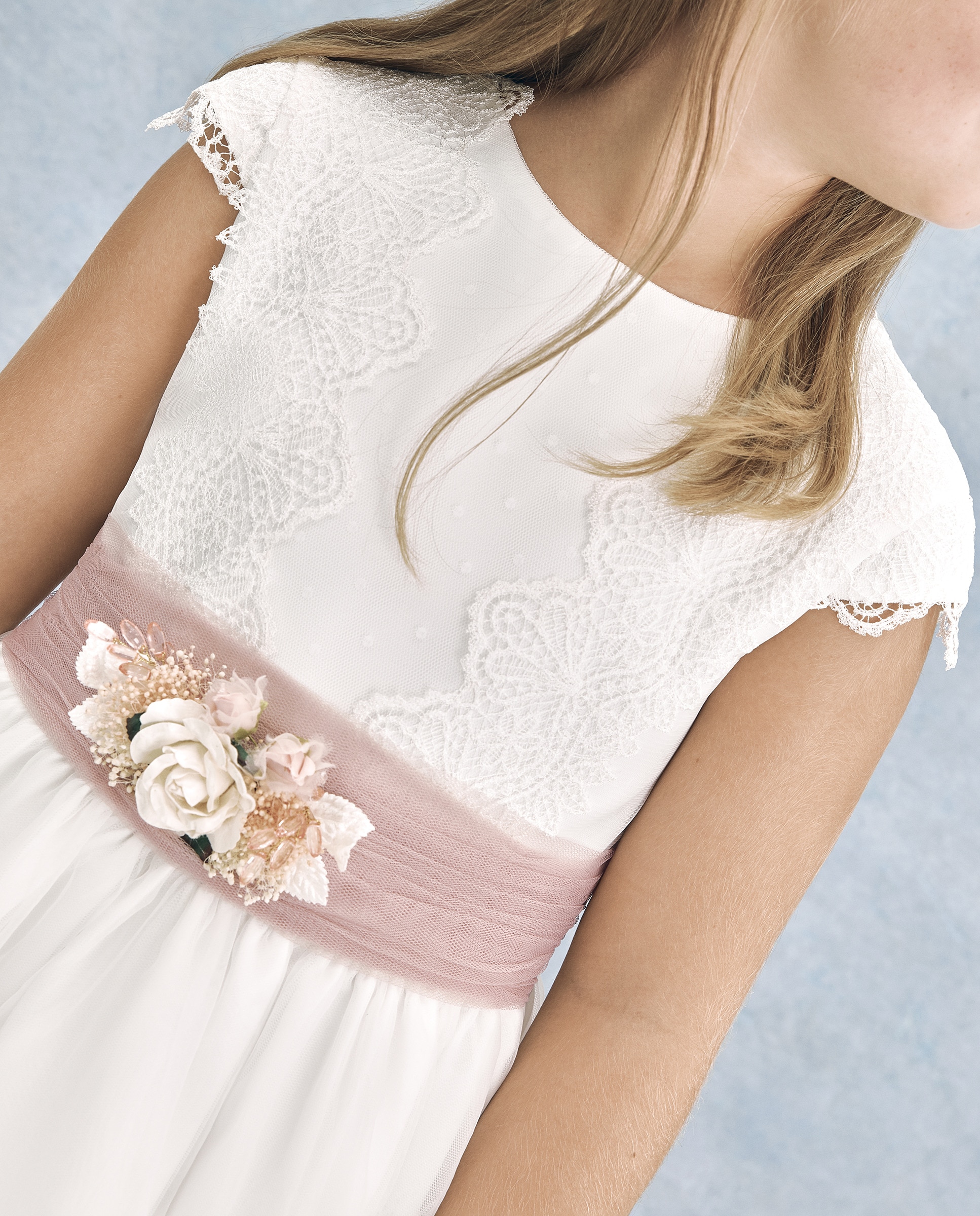 Vestido de Comunhão de Saia com Capa Mintaka Branco-marfim-3