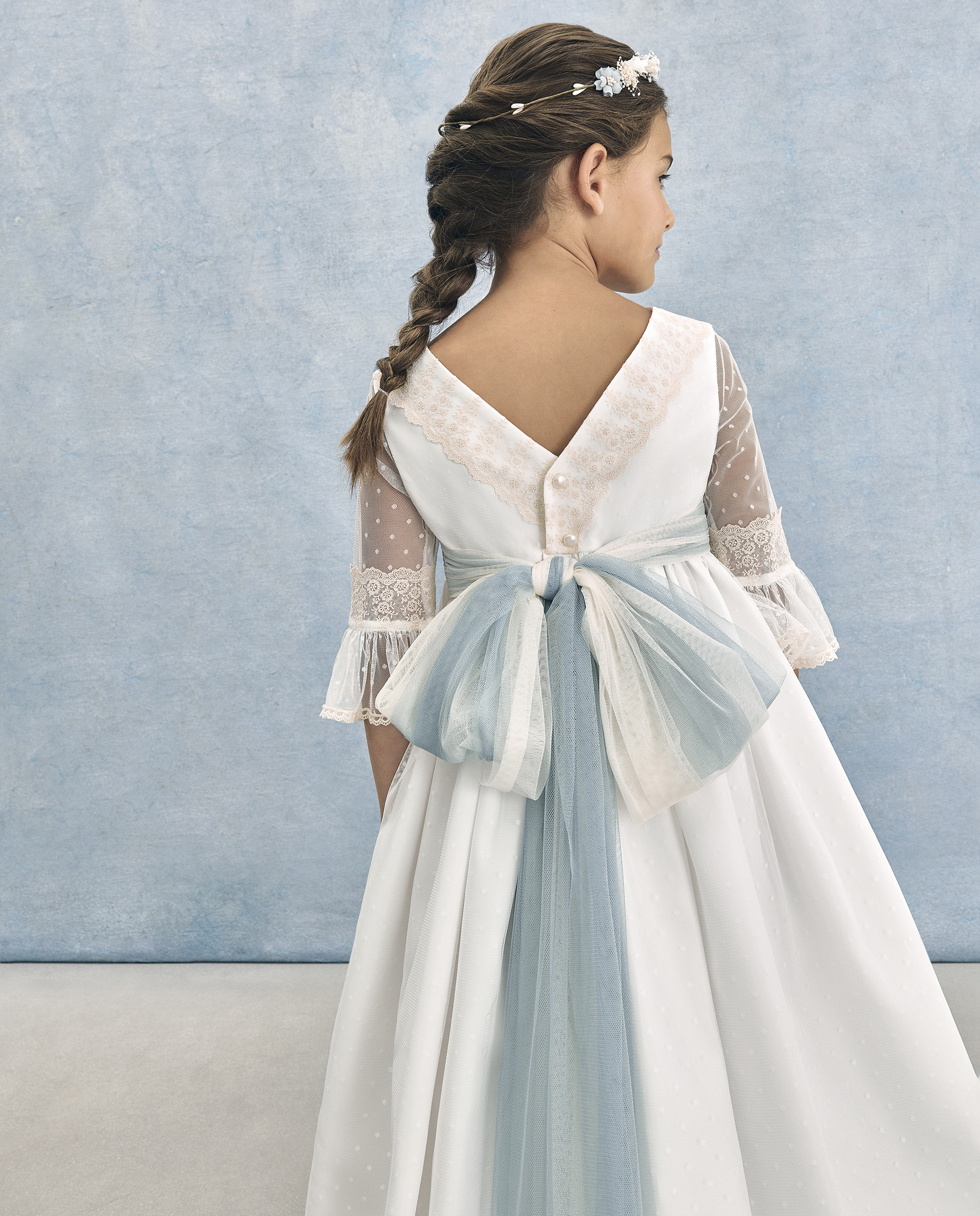 Vestido de Comunhão com Manga 3/4 Enif 120 Cru-3