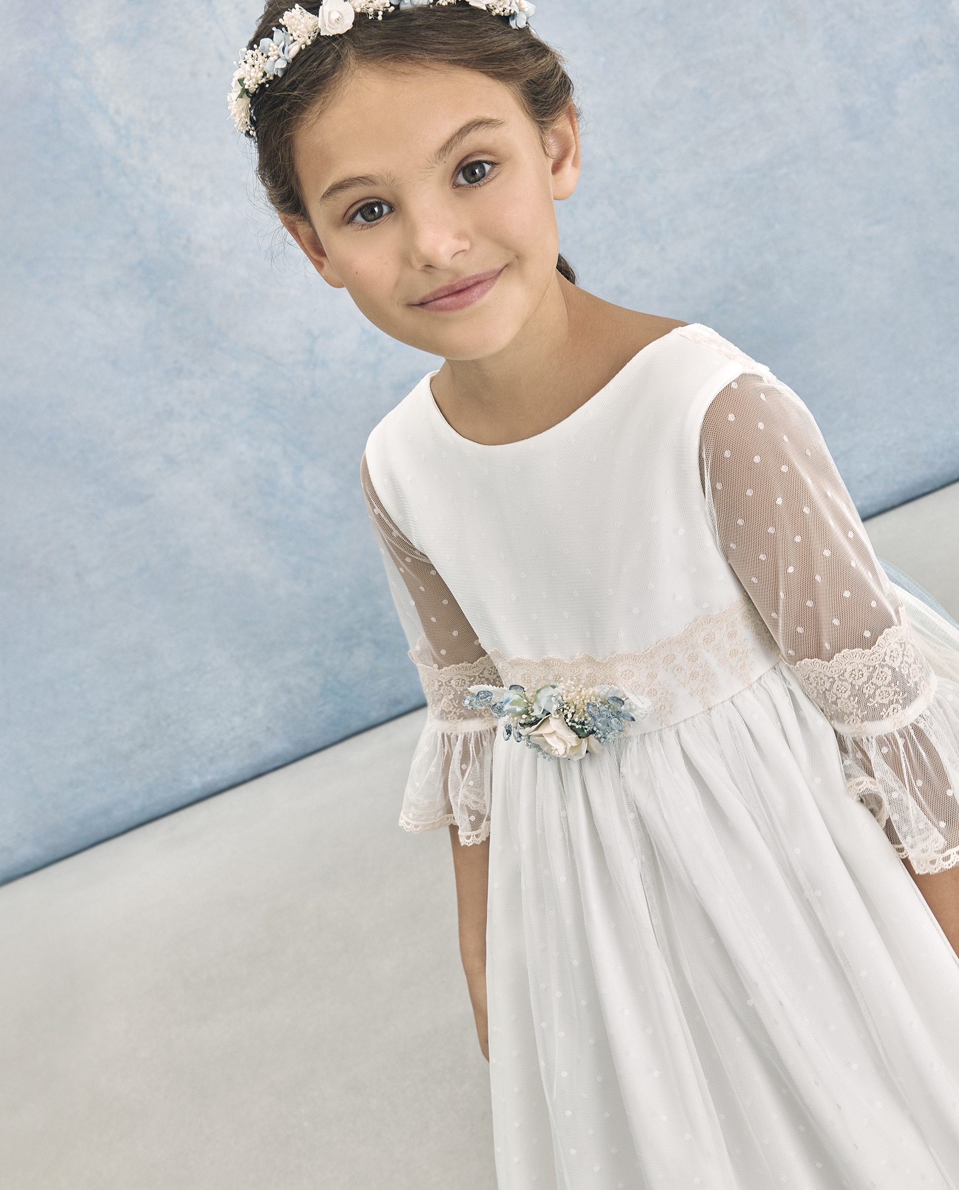 Vestido de Comunhão com Manga 3/4 Enif 120 Cru-1