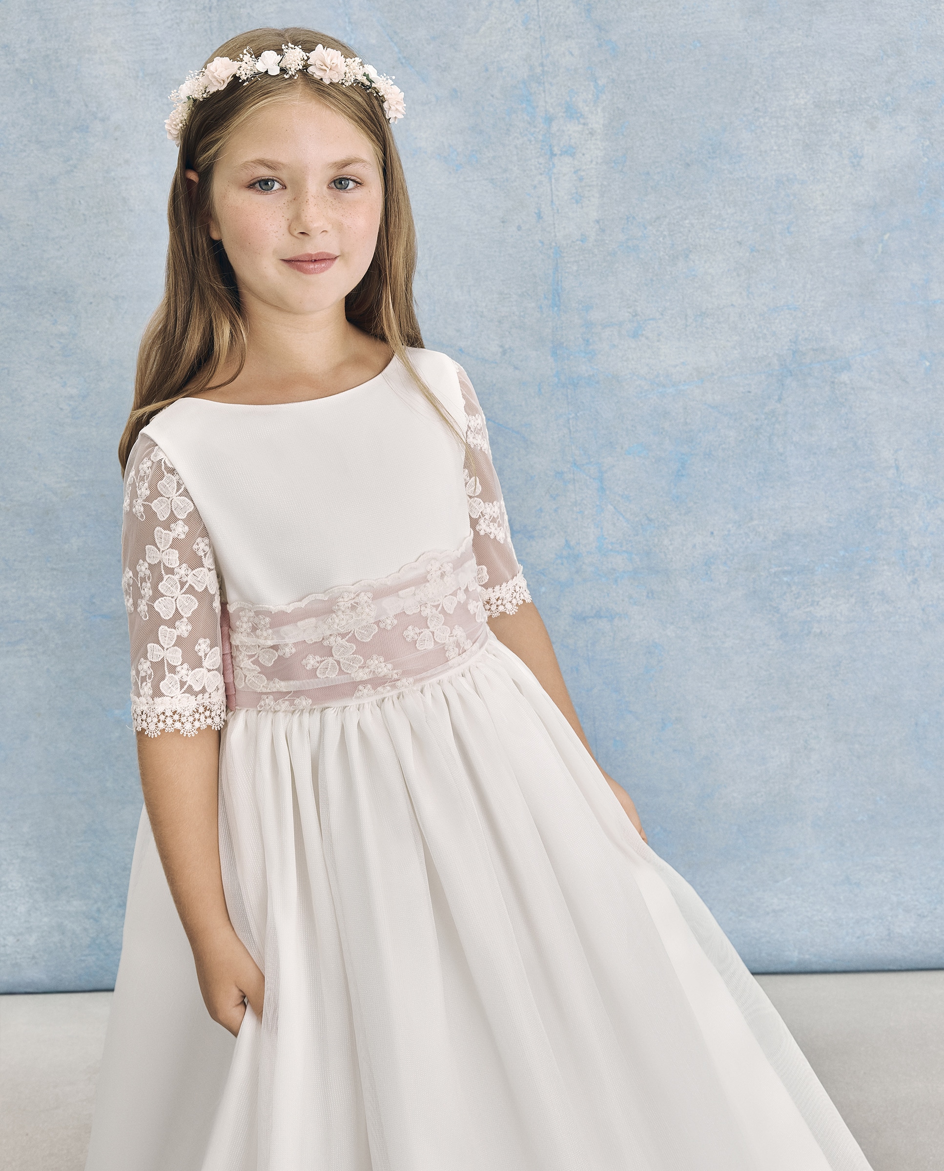 Vestido de Comunhão com Bordado Aldebarán 120 Cru-1