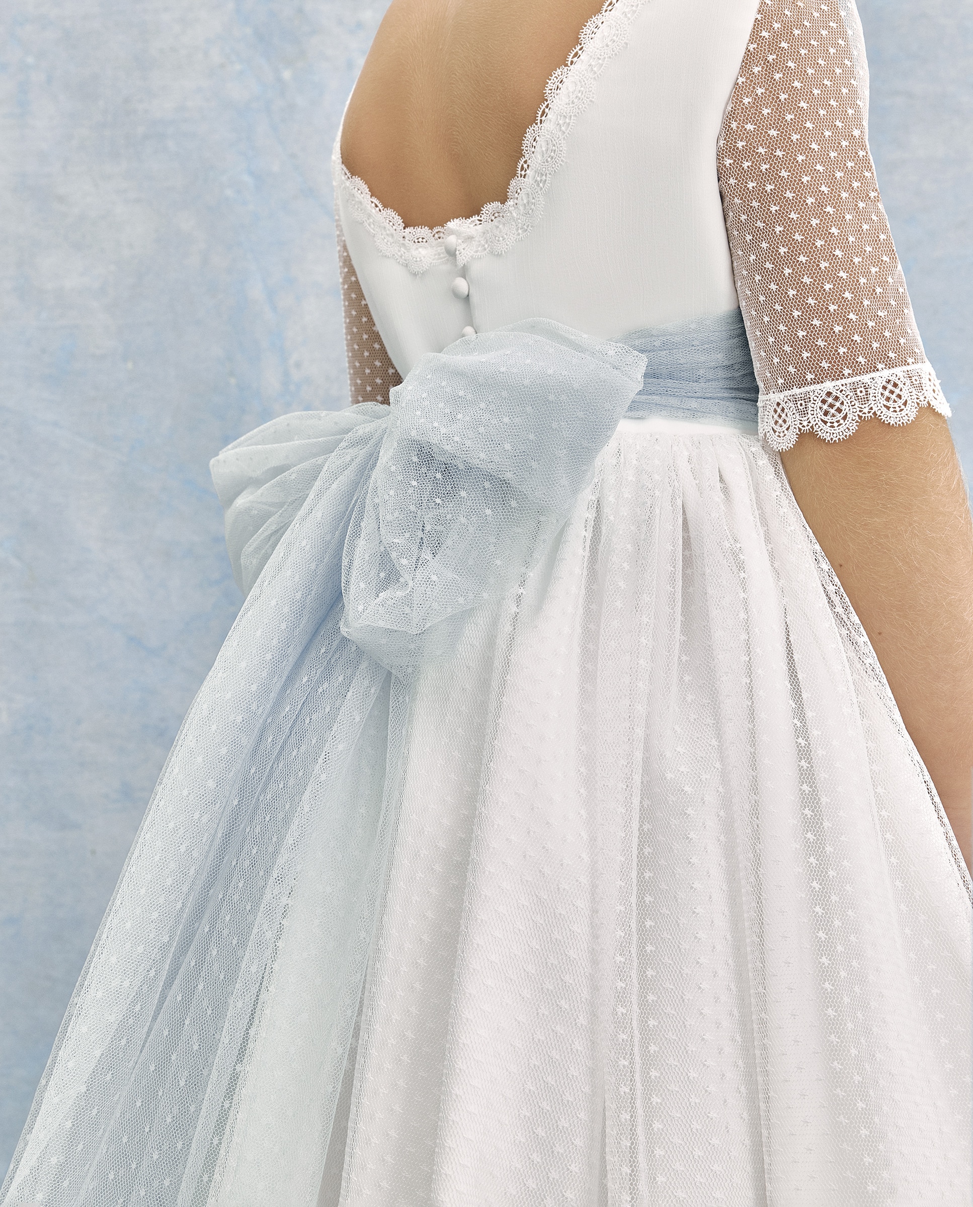 Vestido de Comunhão com Manga 3/4 Antares Branco-marfim-3