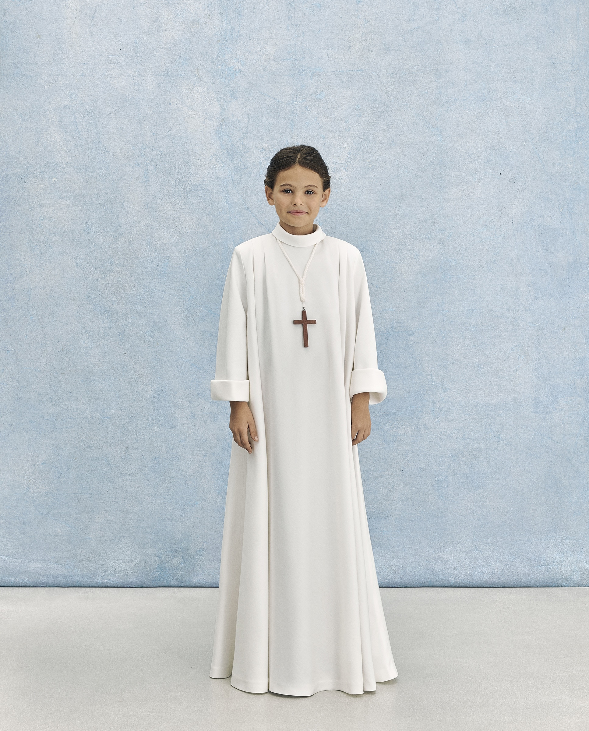 Túnica de Comunhão com Capa Branco-1