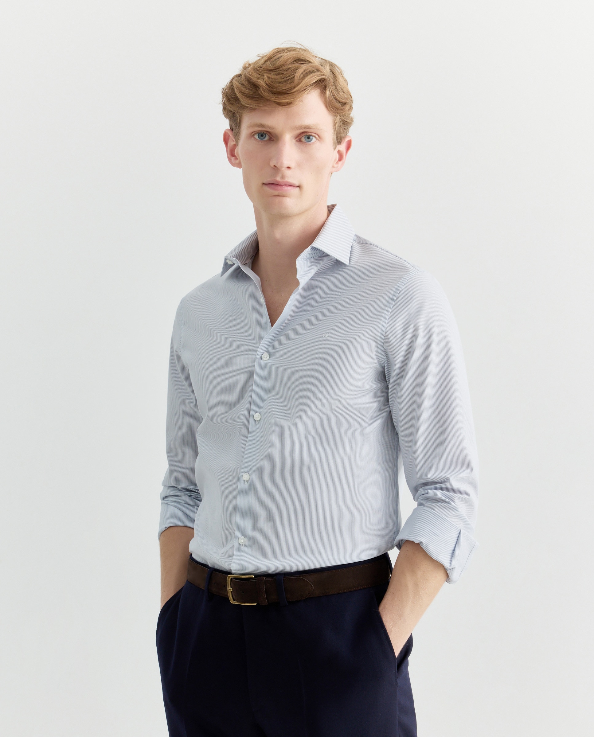 Camisa de hombre de vestir slim de rayas con · Calvin