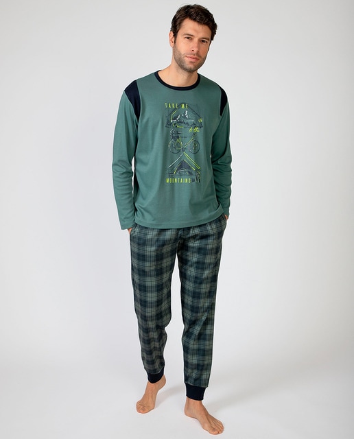 Imagen 0 de Pijama largo de hombre de punto de algodón