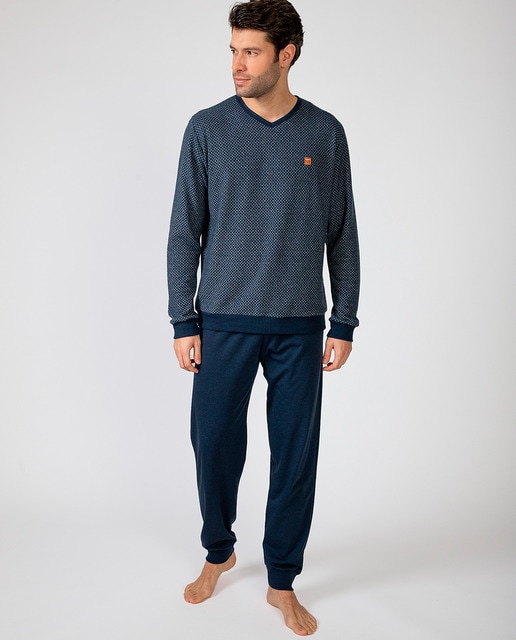 Imagen 0 de Pijama largo de hombre de punto Jacquard