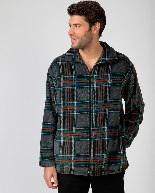 Imagem 0 de Robe Curto em Tecido de Forro Polar com Fecho de Correr