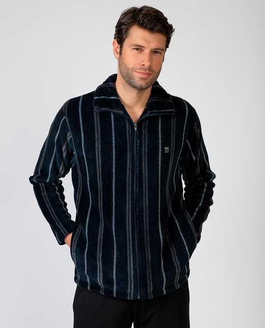 Imagem 0 de Robe Curto em Tecido de Forro Polar com Fecho de Correr