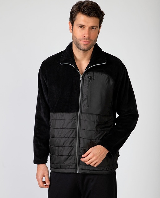 Imagem 0 de Robe Curto em Tecido de Forro Polar com Fecho de Correr