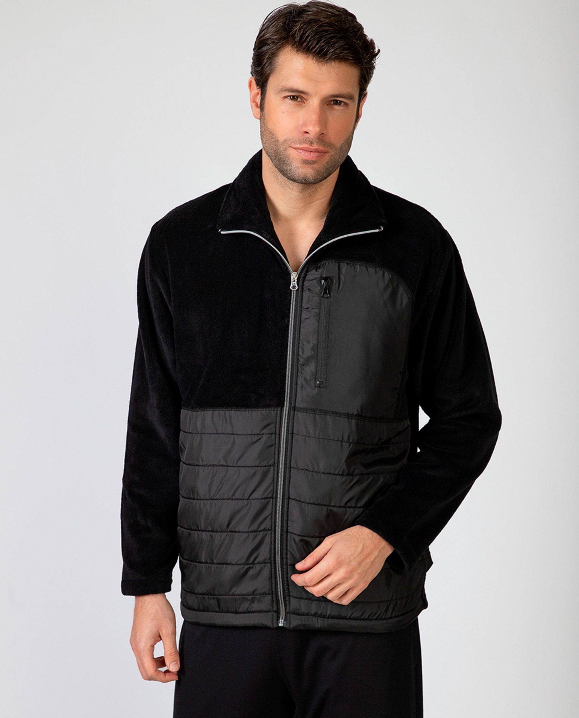 Imagem 0 de Robe Curto em Tecido de Forro Polar com Fecho de Correr