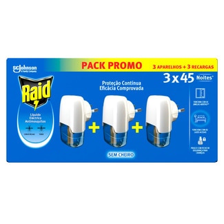 Insecticida Eléctrico Anti osquitos Pack 3 embalagem 27 ml - Raid