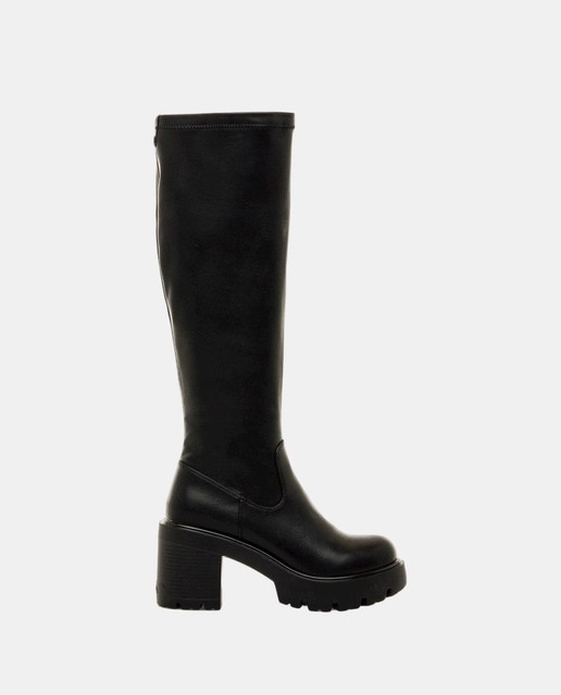 Imagem 0 de Botas Altas de Design Moderno com Salto Largo e Plataforma à Frente