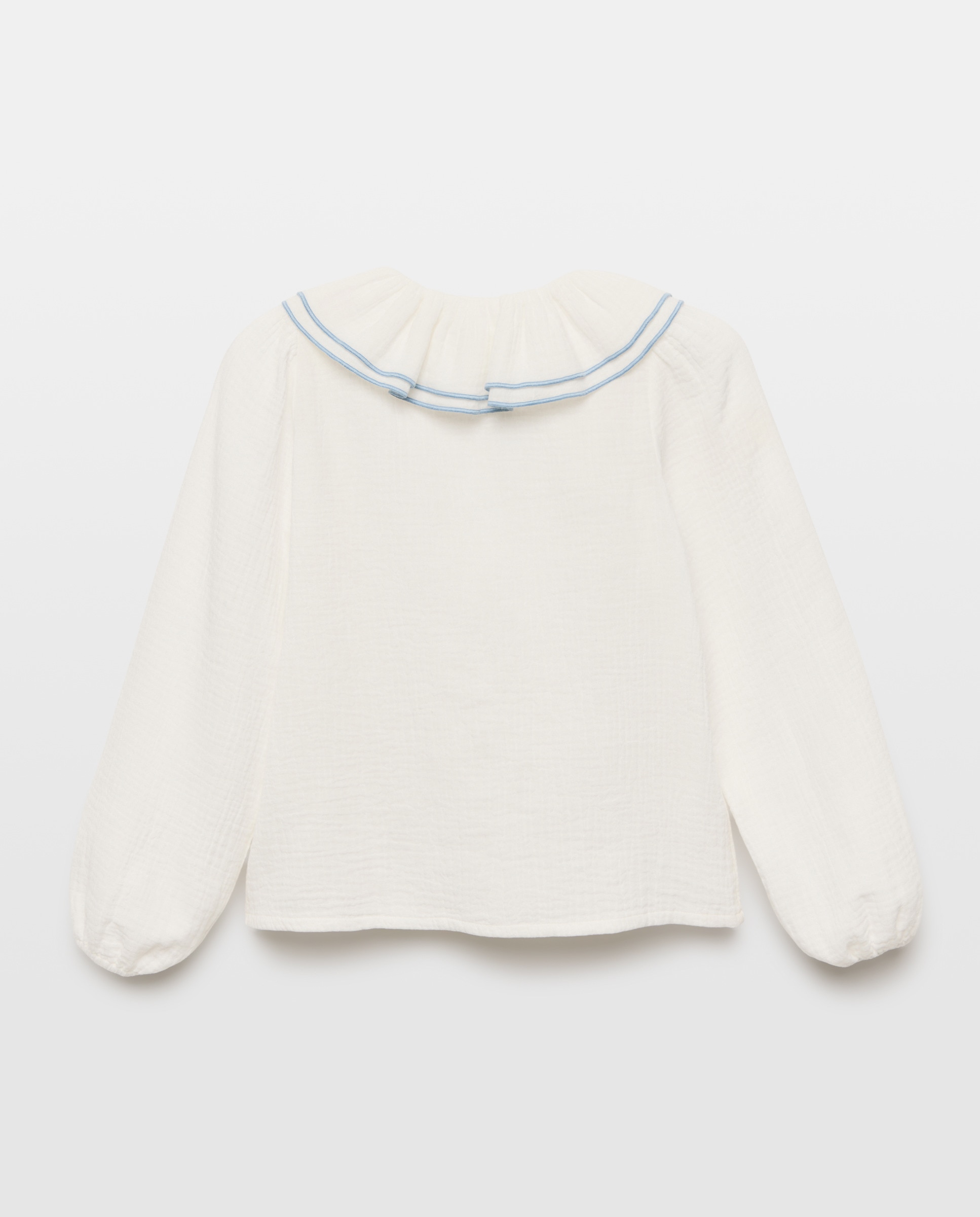 Blusa niña manga larga gasa Blanco-2