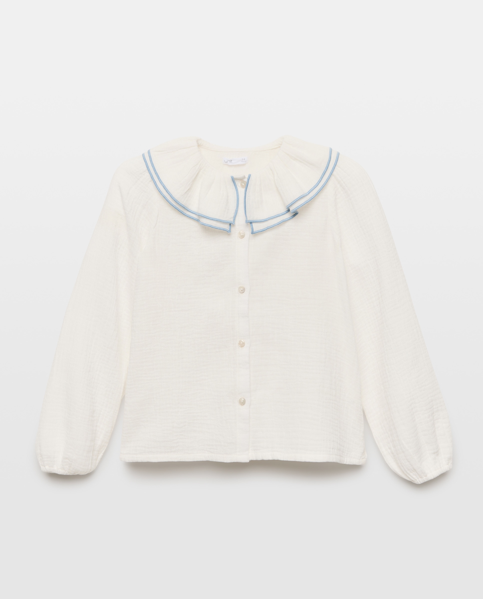 Blusa niña manga larga gasa Blanco-1