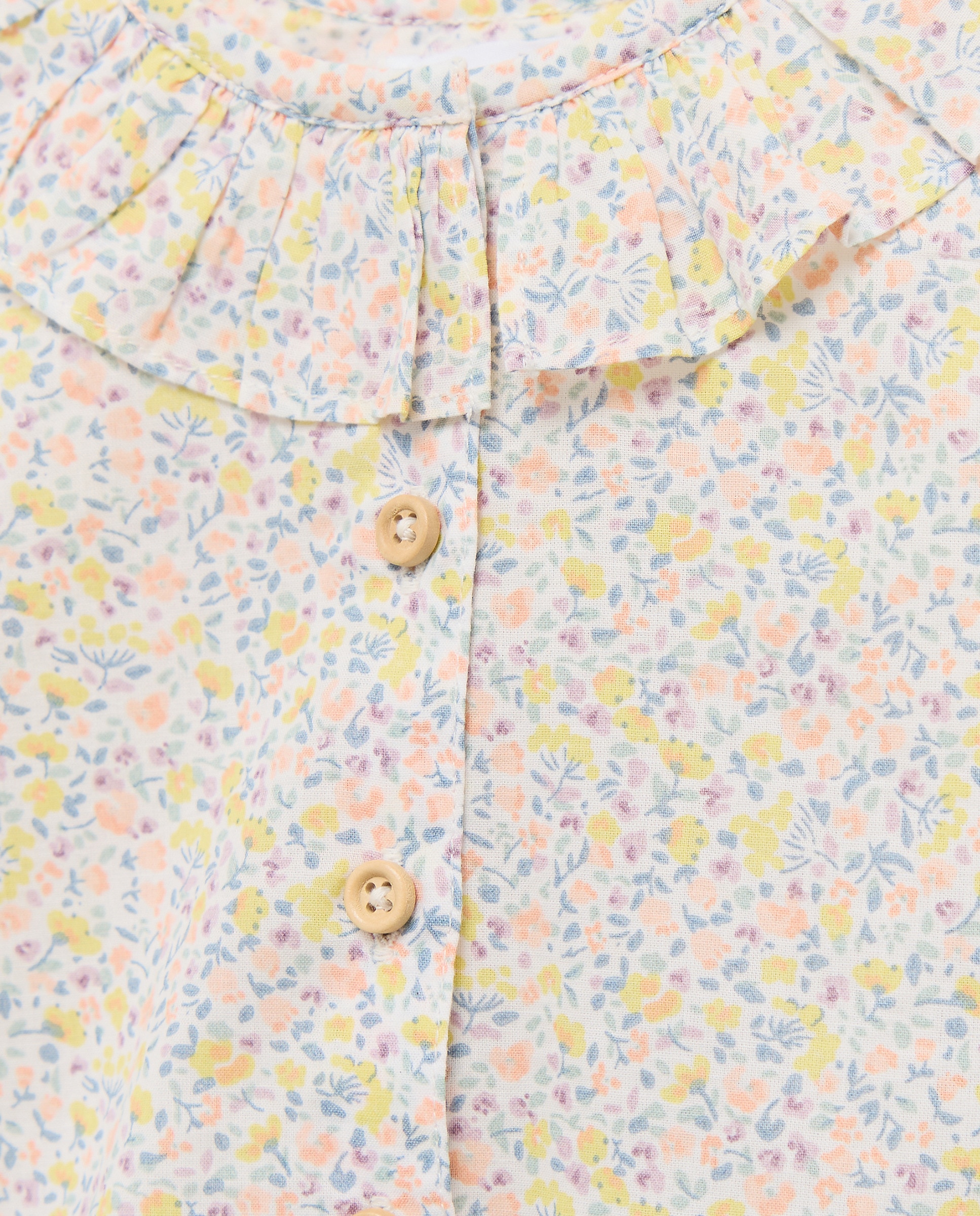 Conjunto de recién nacido flores cambric Blanco-4