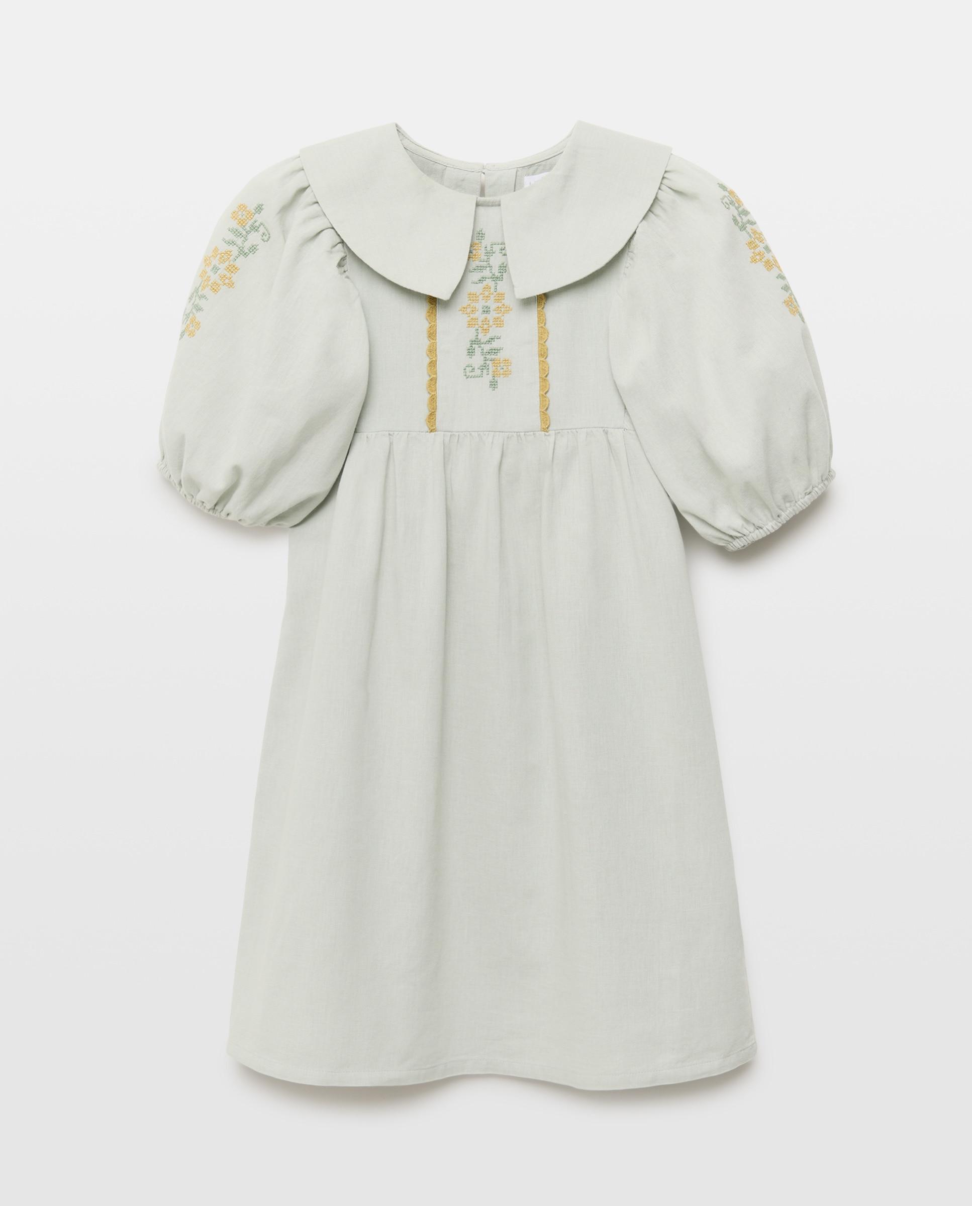 Imagen 0 de Vestido niña de lino con bordados en el cuello