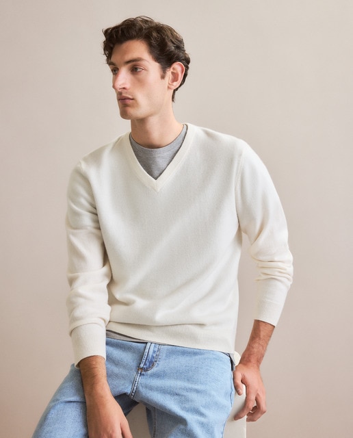 Imagen 0 de Jersey de hombre de cuello pico liso cashmere
