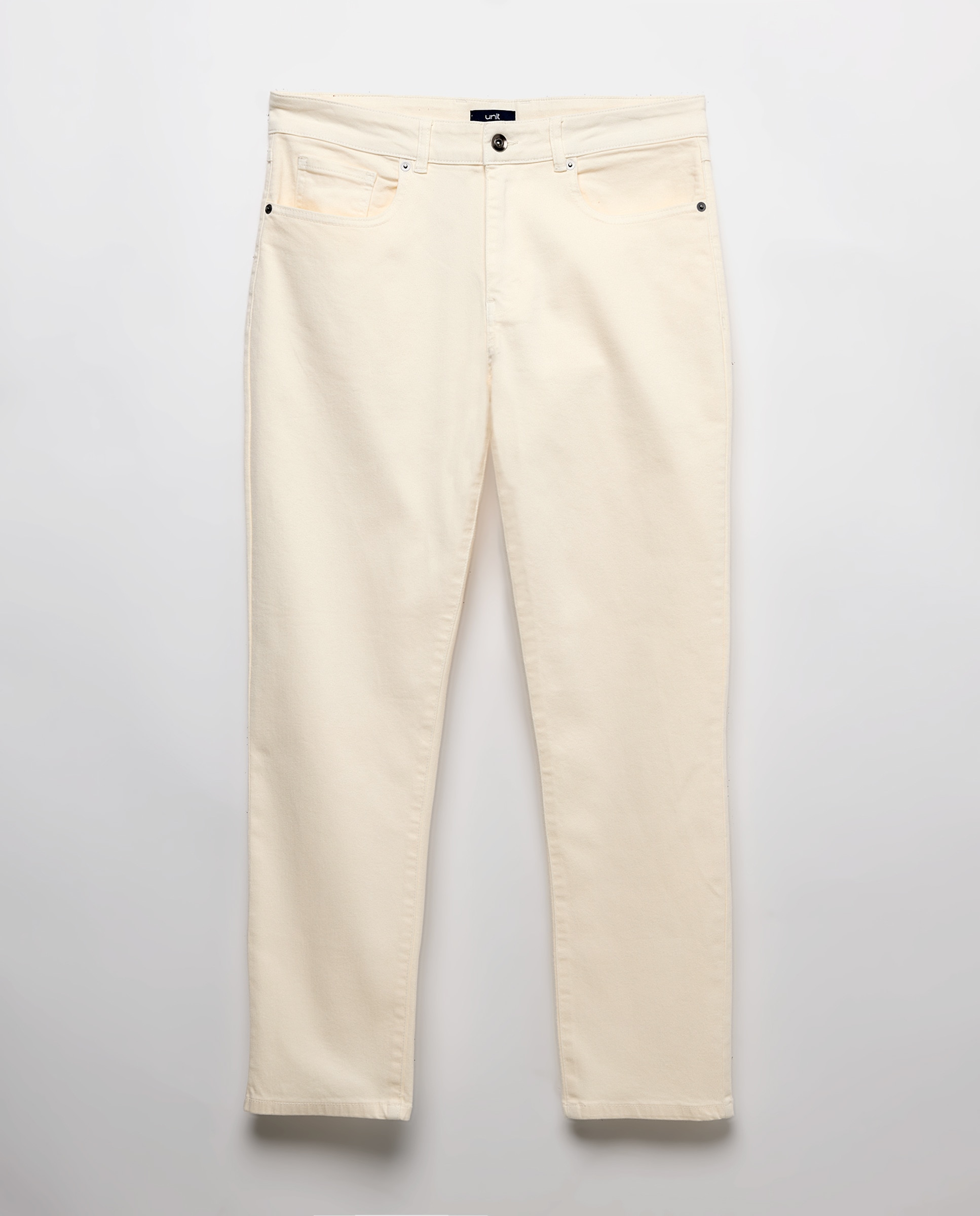 Pantalón hombre cinco bolsillos lavado regular fit Blanco roto-4