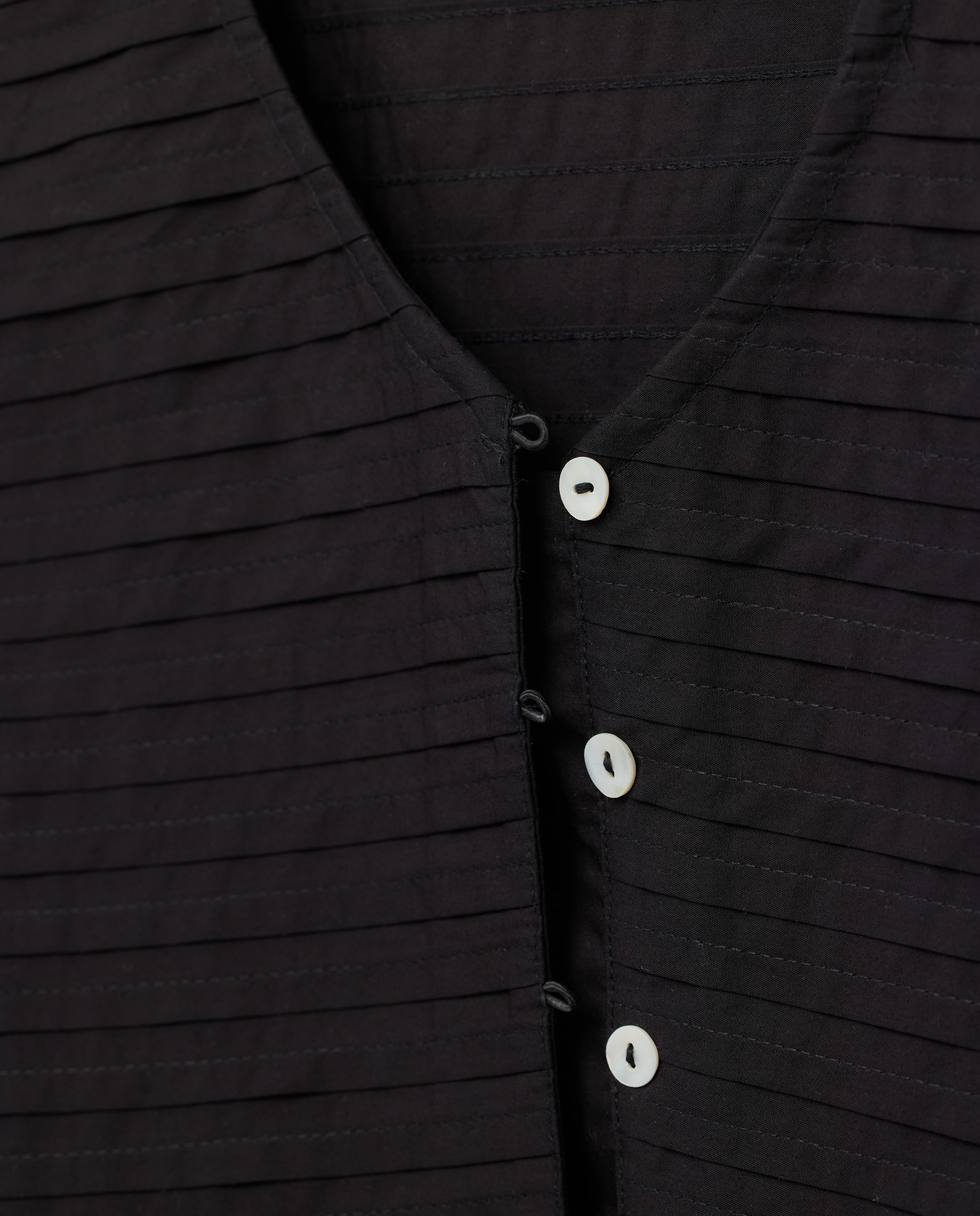 Blusa de mujer manga abullonada con jaretas Negro-5