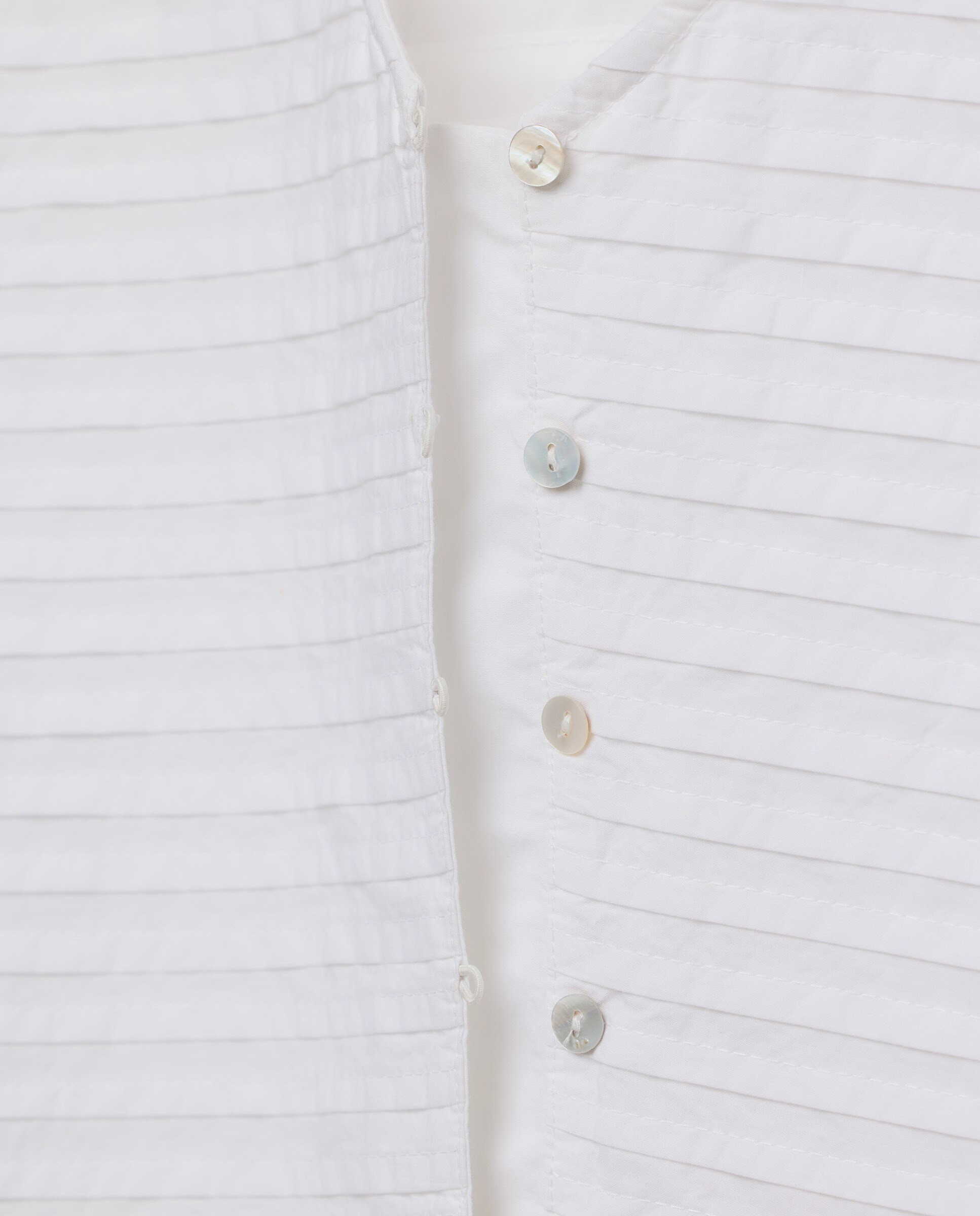 Blusa de mujer manga abullonada con jaretas Blanco-6