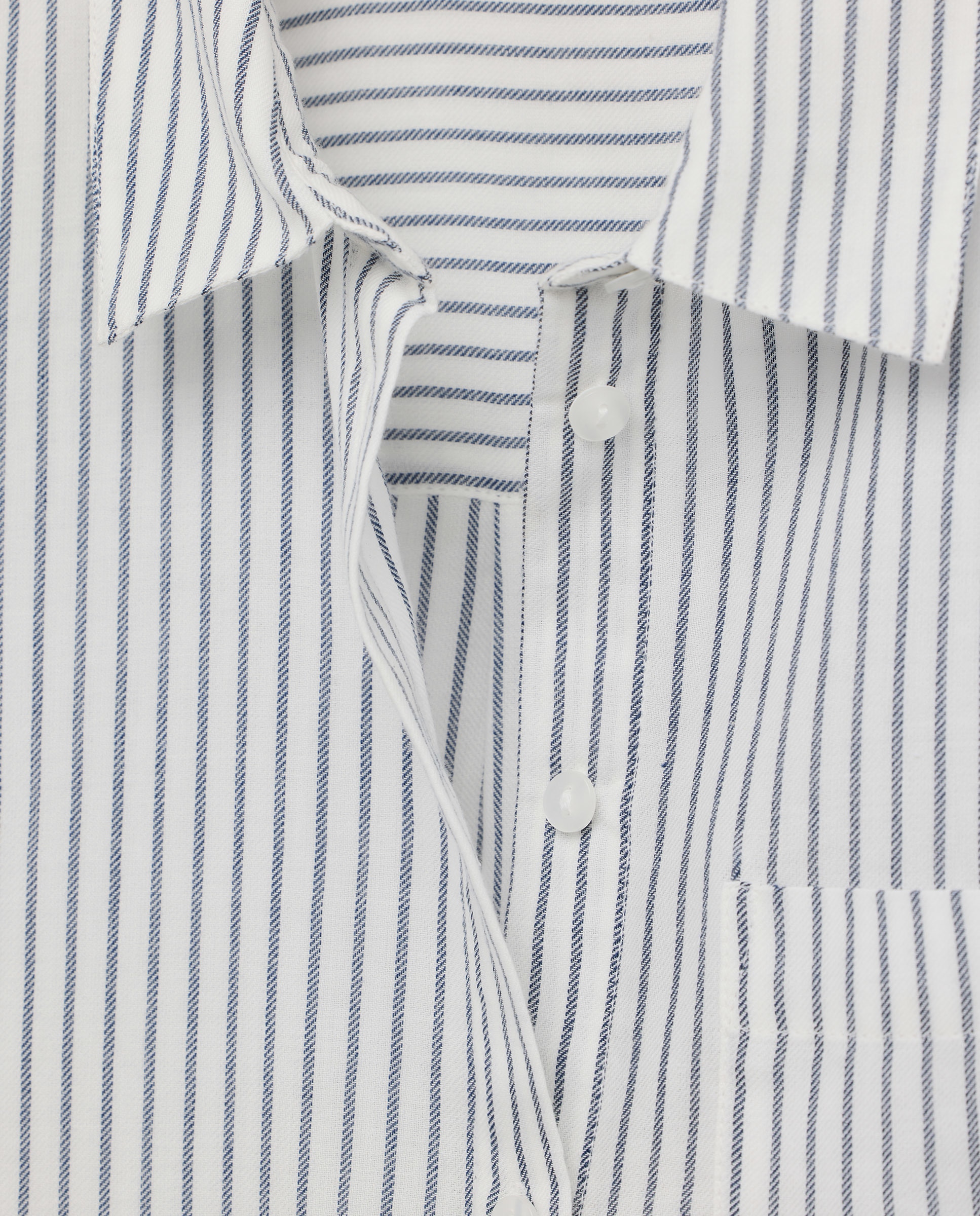 Camisa de mujer de algodón de rayas Azul-5