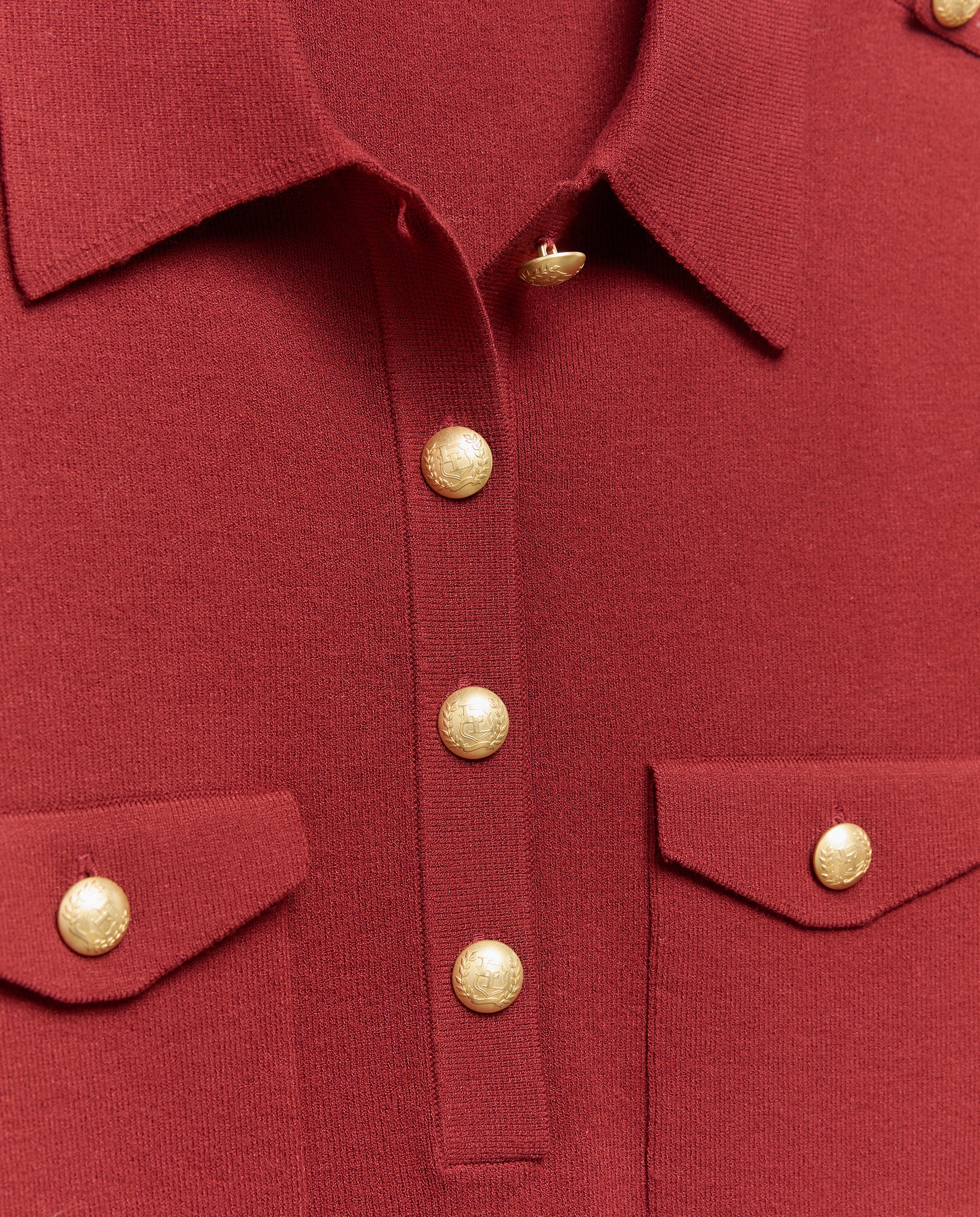 Camisola de Malha às Riscas com Colarinho Tipo Polo Vermelhão-6