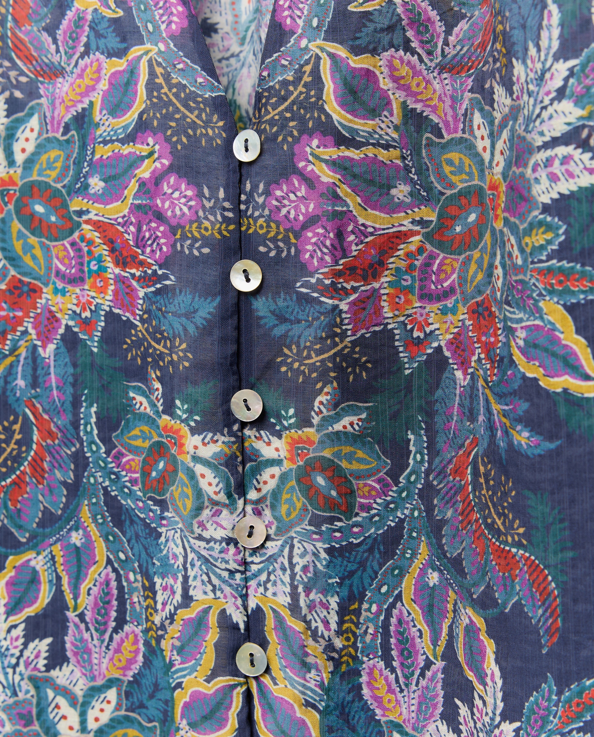 Blusa de mulher com manga 3/4 e estampado floral Azul-6