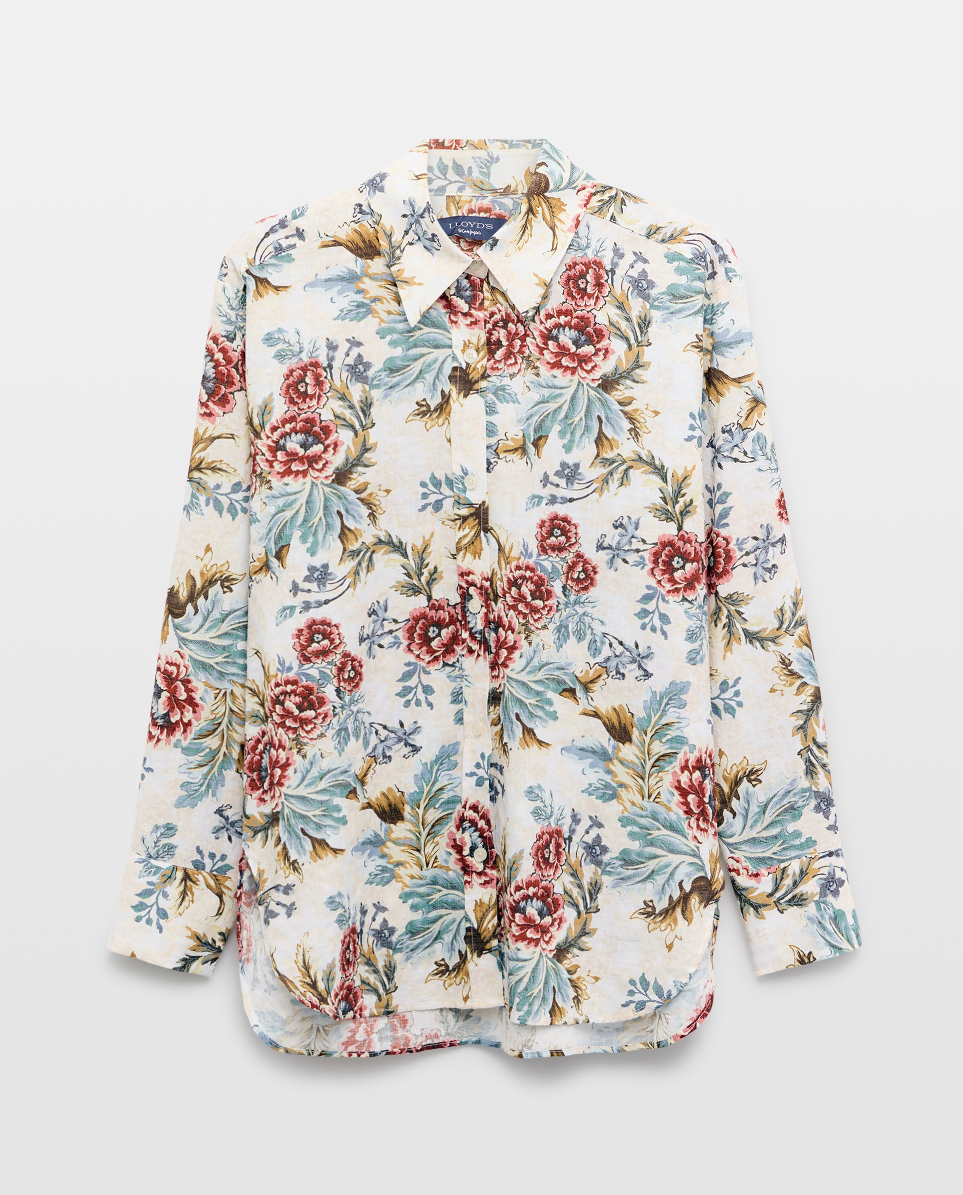 Camisa de mulher com manga comprida e estampado floral Branco-4