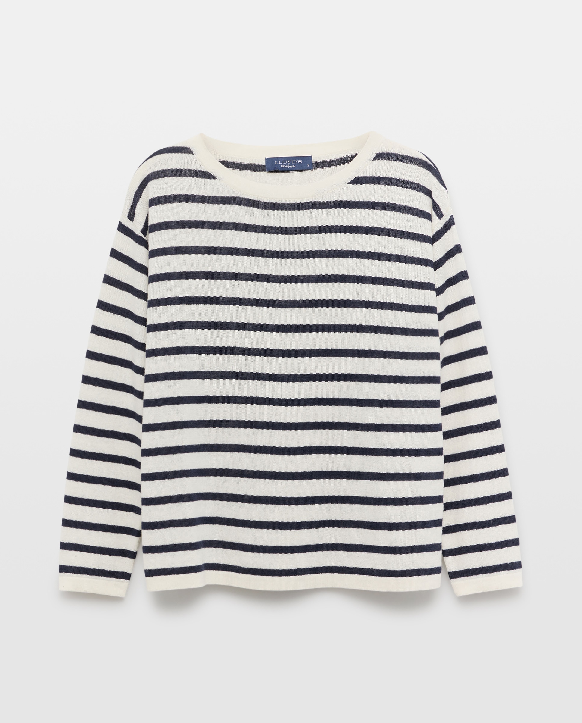 Camisola de malha de mulher com manga comprida e estampado às riscas Branco-4