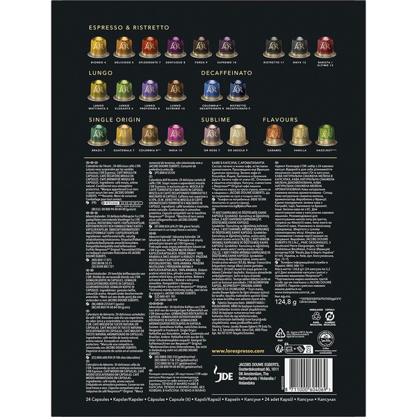 Adventskalender mit Kaffeekapseln 24 Einheiten kompatibel mit Nespresso-Maschinen