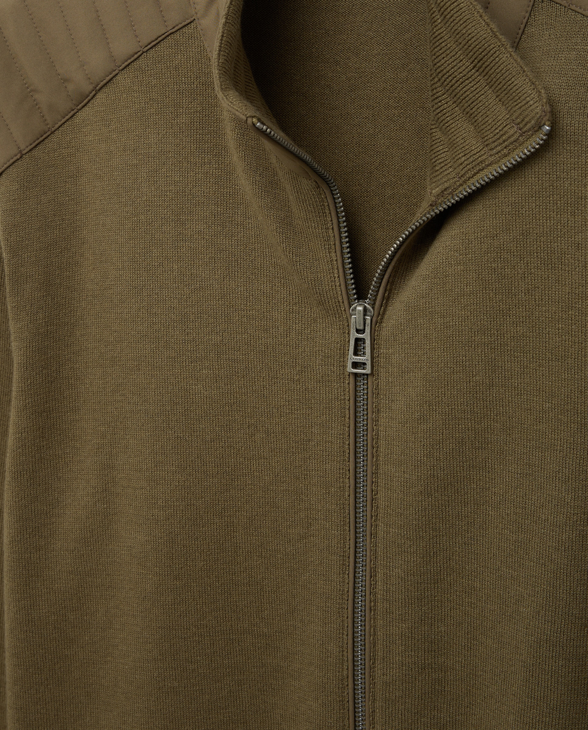 Cardigan com Contrastes Caqui-5