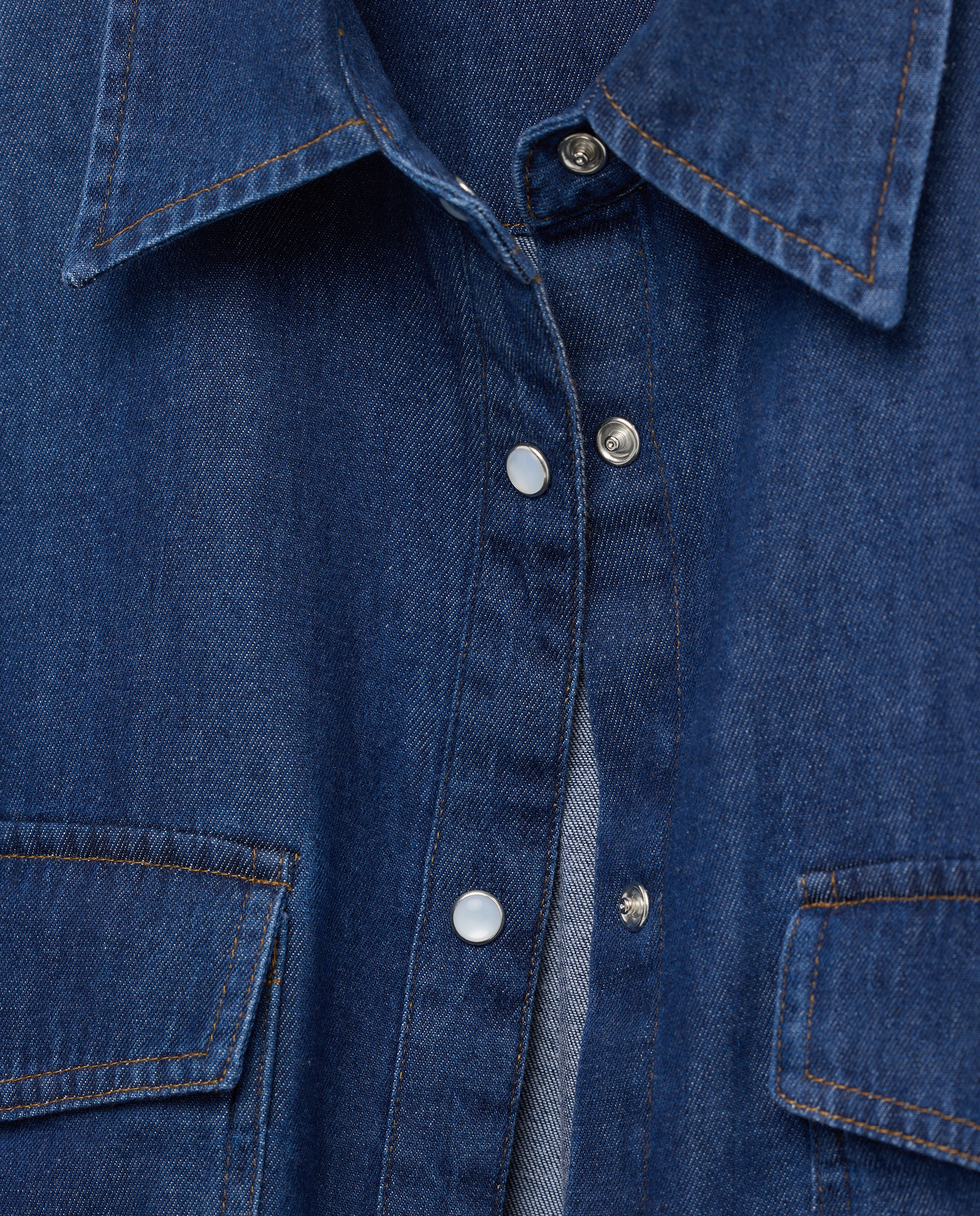 Camisa de Ganga Básica Azul-escuro-6